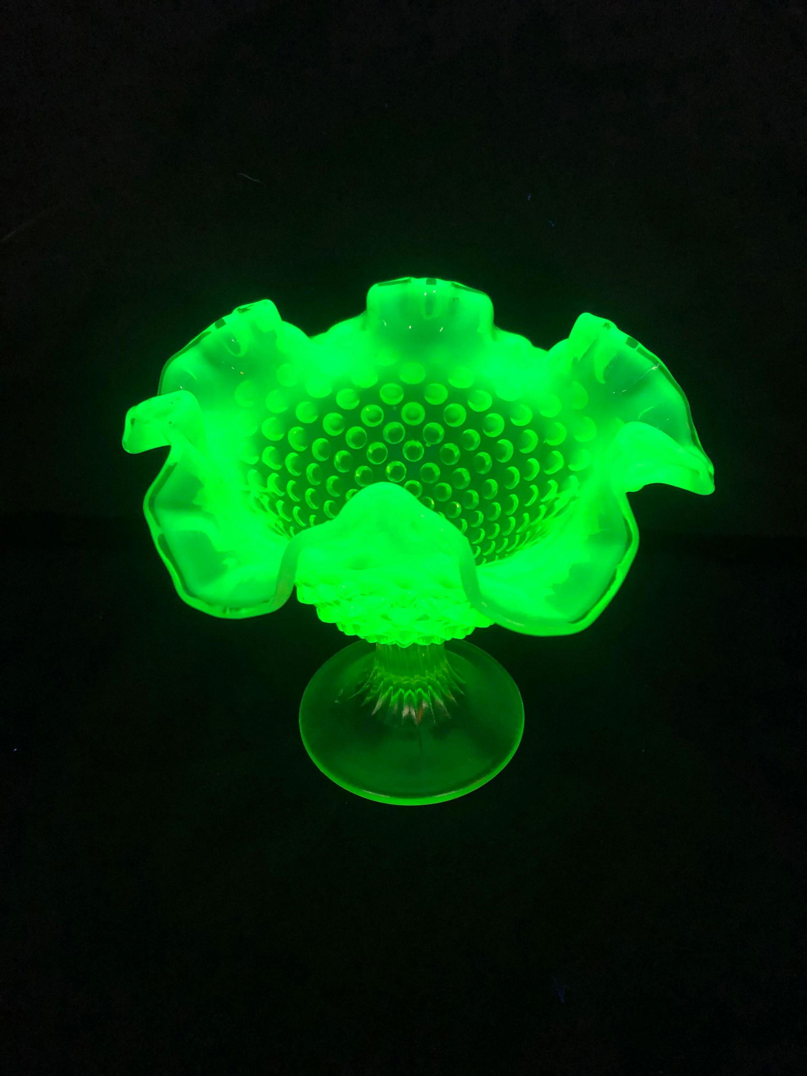 HOBNAIL FENTON GLASS COMPOTE (1 of 1)