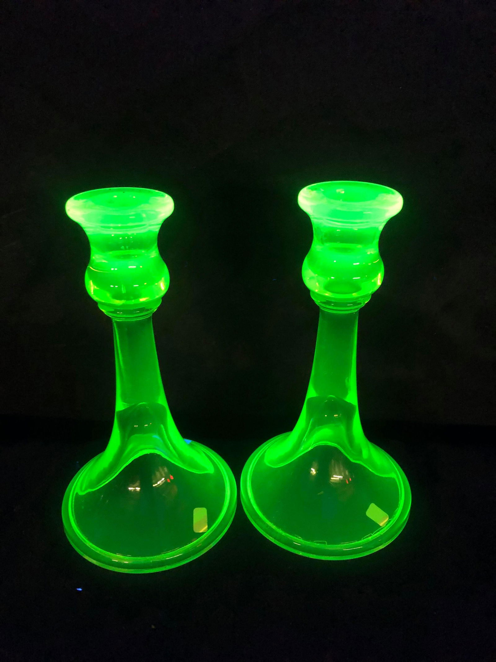 VASELINE GLASS CANDLESTICK HOLDERS (1 of 1)