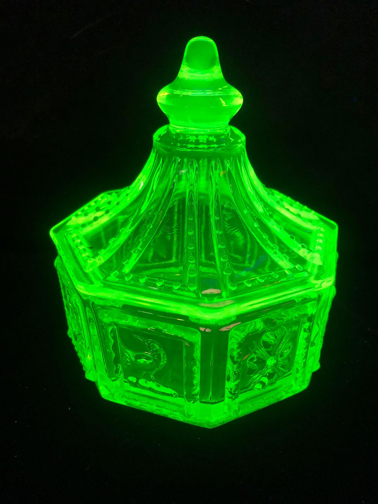 VASELINE GLASS COVERED CANDY DISH (1 of 1)