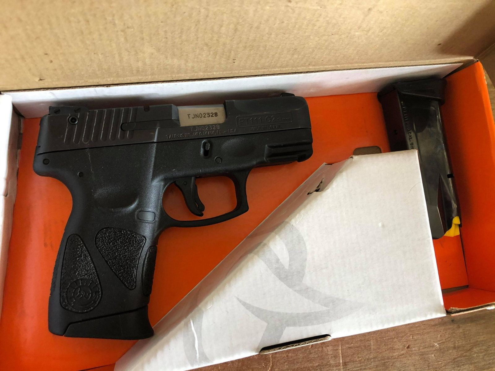 TAURUS PT111 G2 9M SERIAL NO TJN02328 IN BOX: TAURUS PT111 G2 9M SERIAL NO TJN02328 IN BOX
