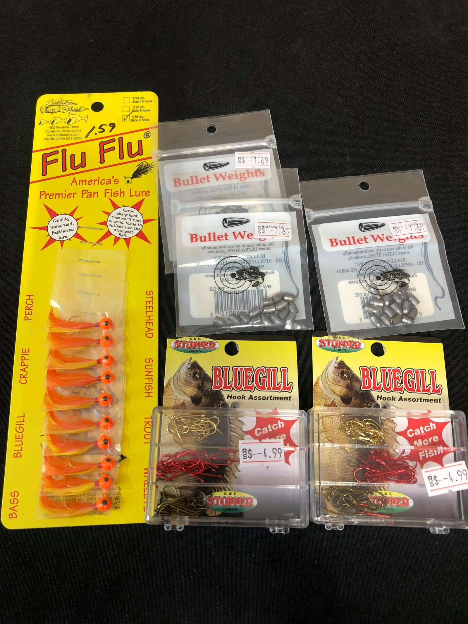 Flu-Flu Lures & Small Bullet Weights And Bluegill Hooks: Flu-Flu Lures & Small Bullet Weights And Bluegill Hooks