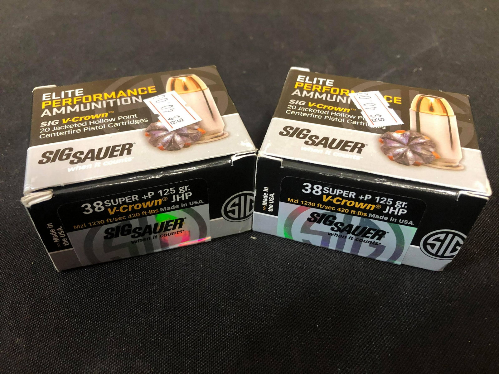 40 Rounds Sig Sauer .38 Super +P 125 Grain: 40 Rounds Sig Sauer .38 Super +P 125 Grain