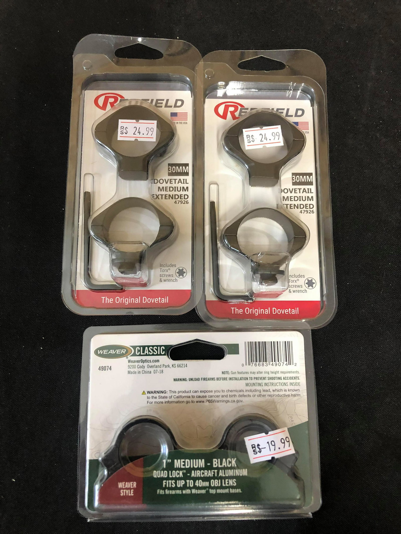 30mm Redfield Dovetail Medium Extended Scope Rings With: 30mm Redfield Dovetail Medium Extended Scope Rings With Weaver Rings (3 Pack)