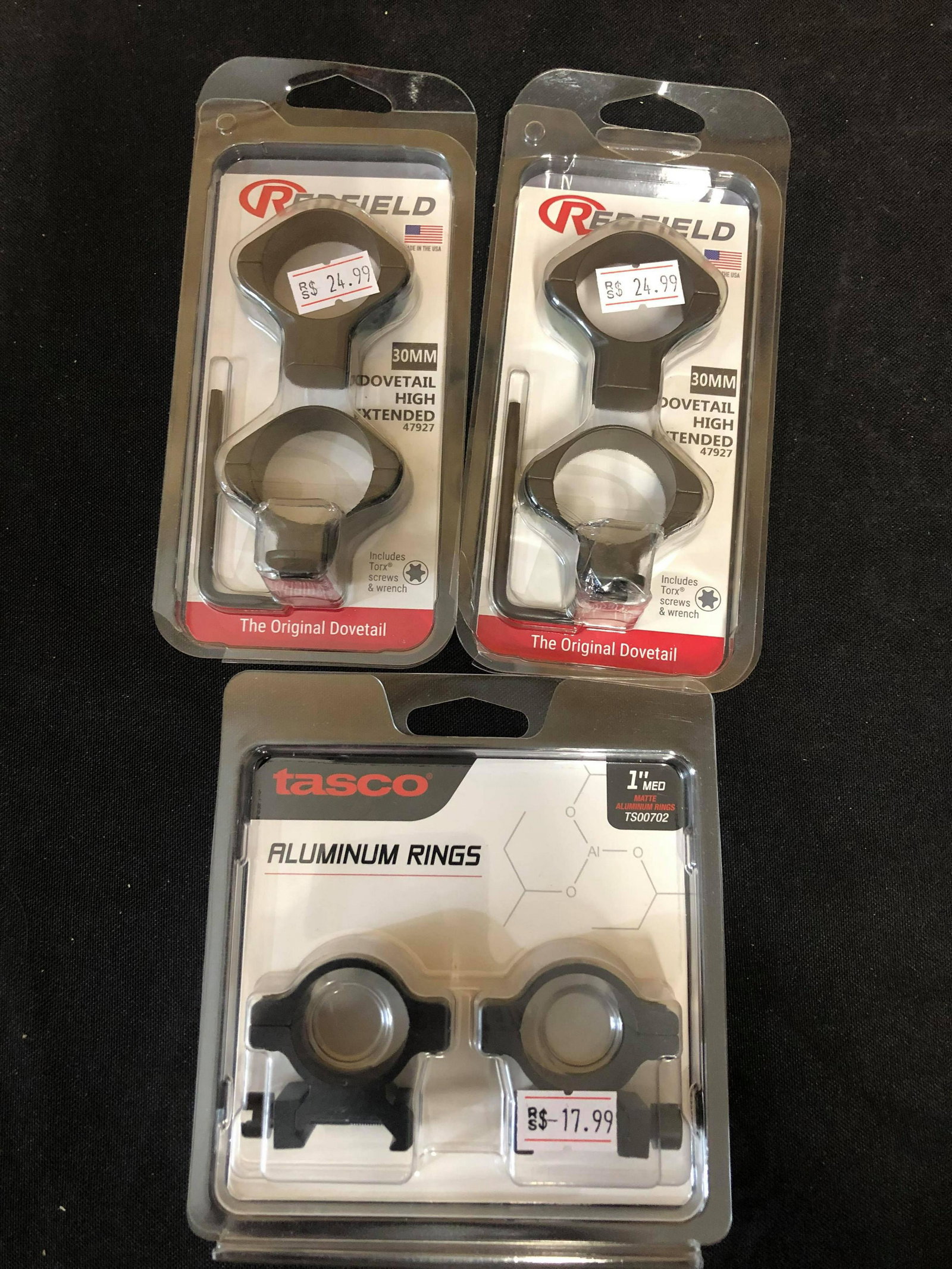 30mm Redfield Dovetail High Extended Scope Rings With: 30mm Redfield Dovetail High Extended Scope Rings With Tasco Premium Rings (3 Pack)