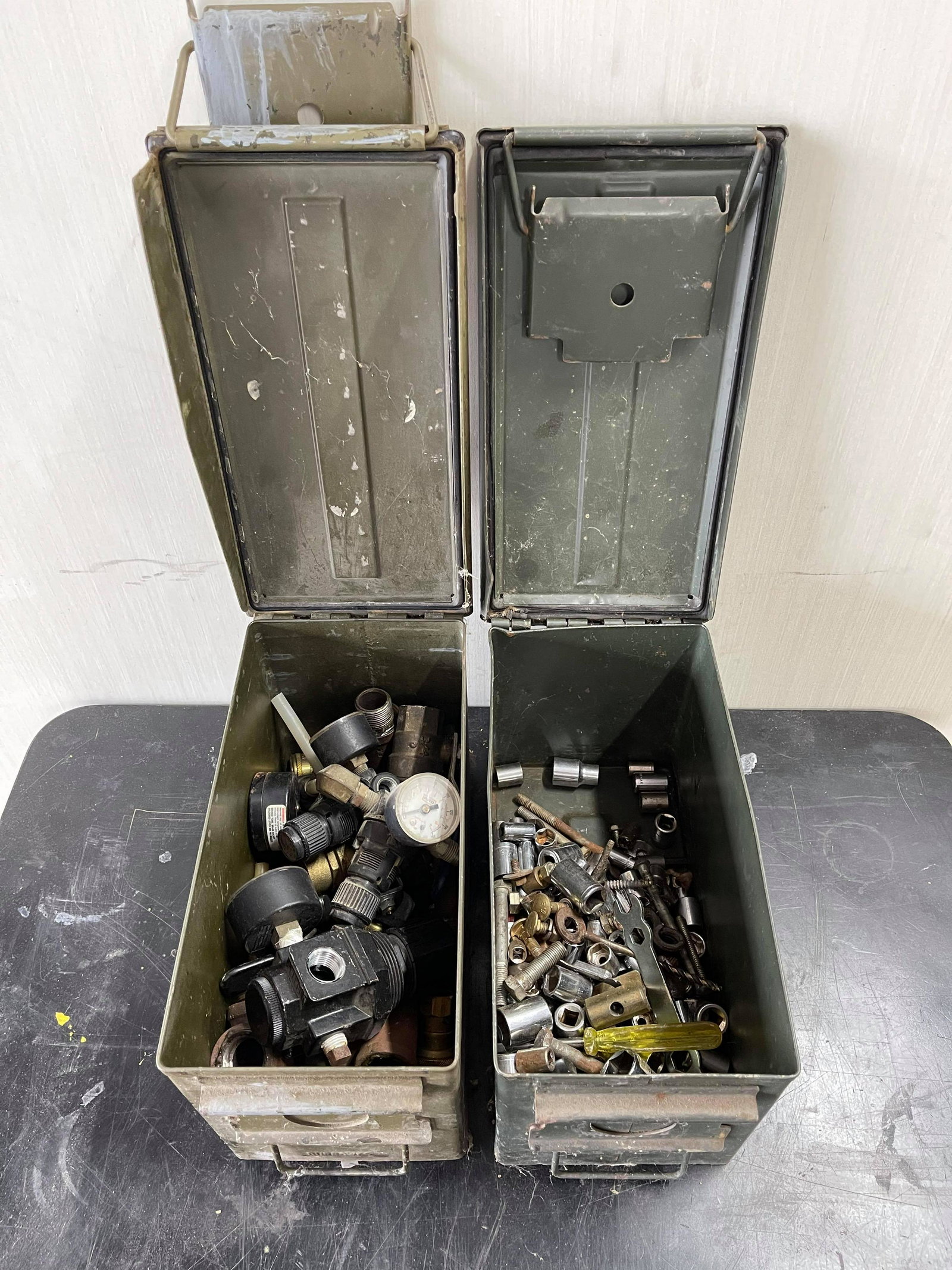 Pair Of Ammo Crates With Misc. Sockets/Tools: Pair Of Ammo Crates With Misc. Sockets/Tools