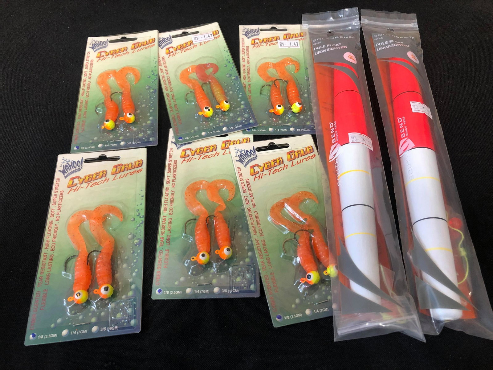 South Bend Unweighted Floats & Cyber Grub Lures: South Bend Unweighted Floats & Cyber Grub Lures