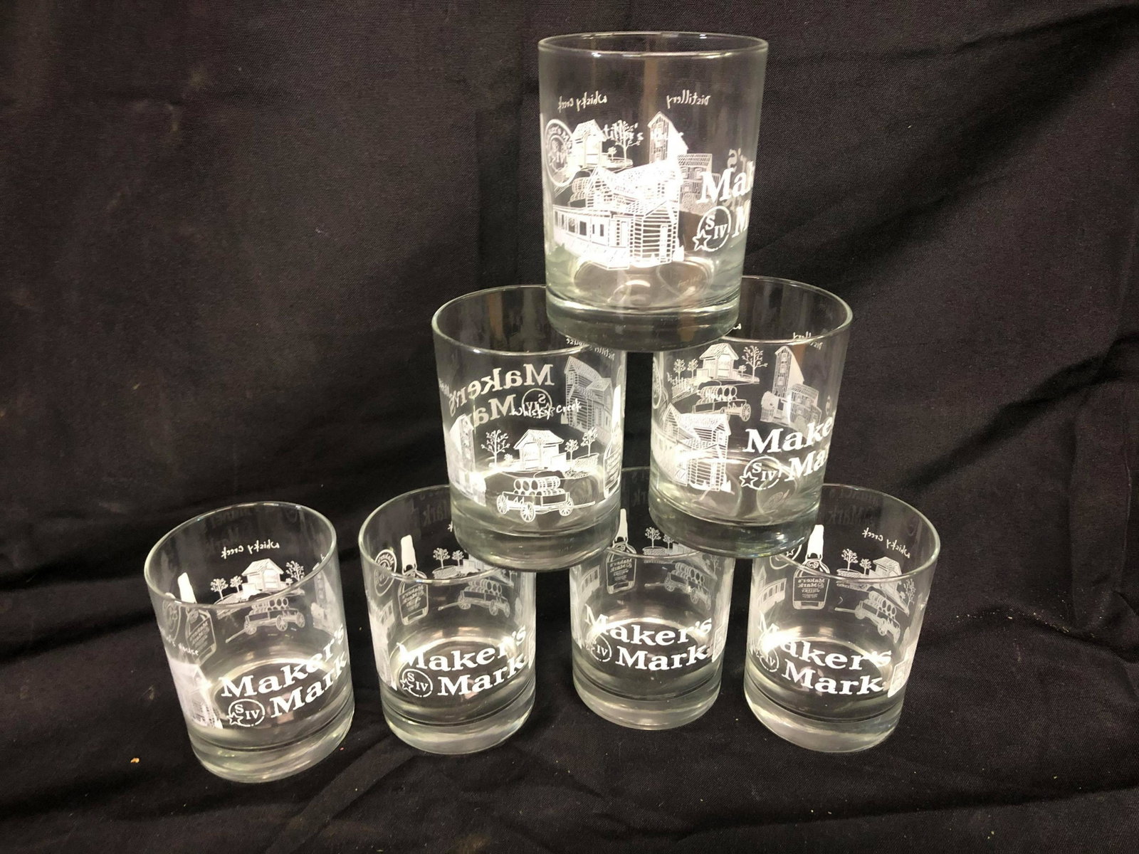 SET OF MAKER'S MARK GLASS TUMBLERS: SET OF MAKER'S MARK GLASS TUMBLERS
