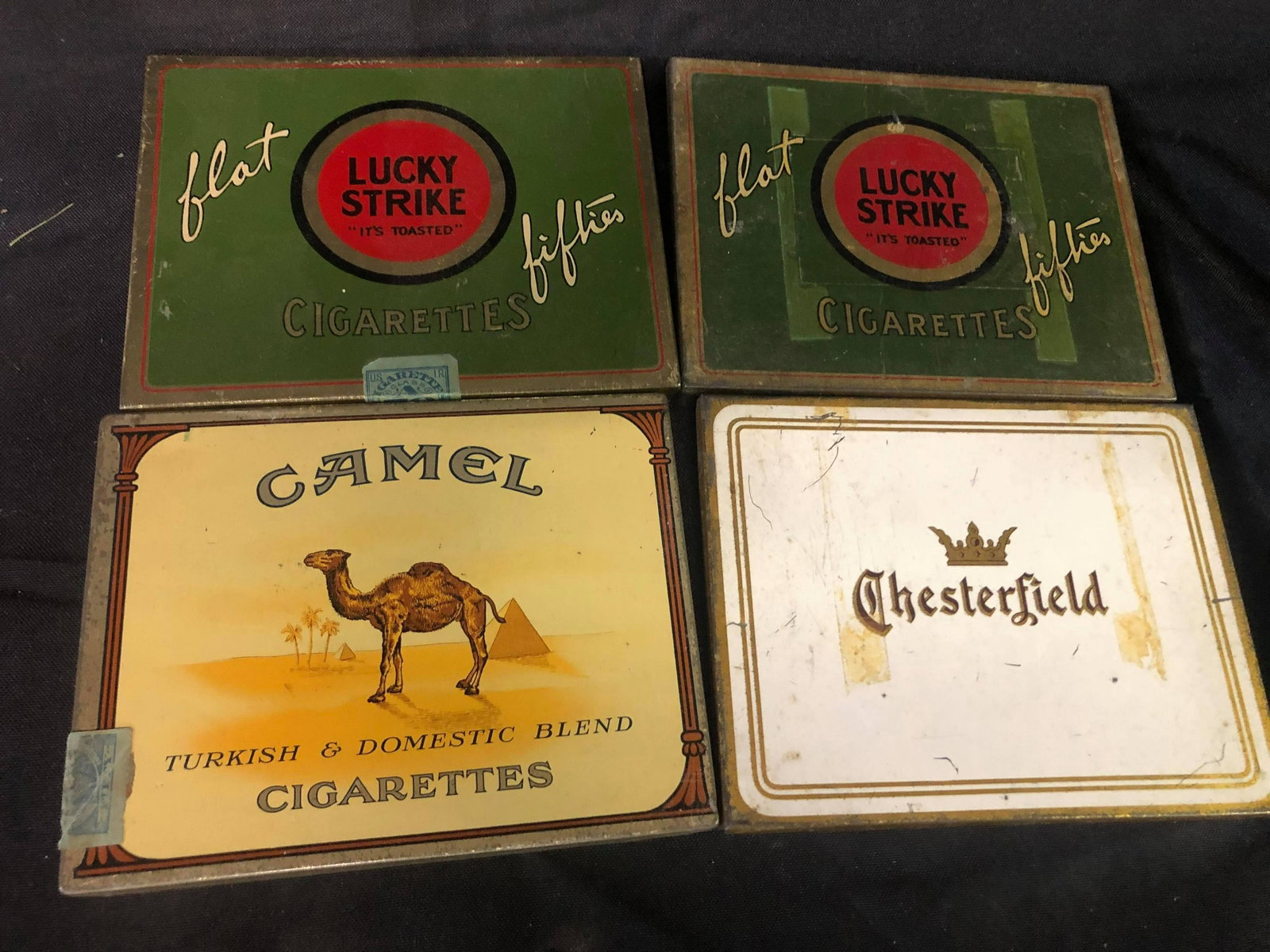 LUCKY STRIKE, CAMEL & CHESTERFIELD CIGARETTE TINS: LUCKY STRIKE, CAMEL & CHESTERFIELD CIGARETTE TINS