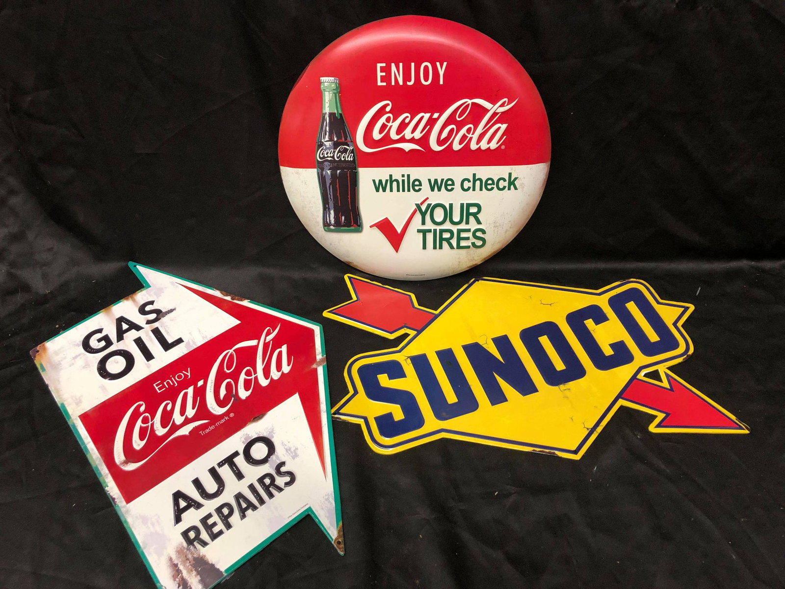Advertisement Signs: 2 Coca-Cola, 1 Sunoco: Advertisement Signs: 2 Coca-Cola, 1 Sunoco