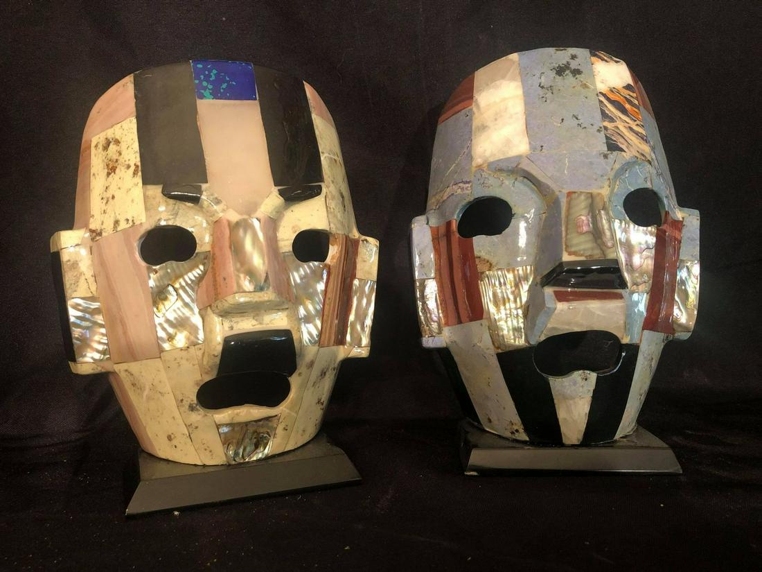 CLOISONNE / MOTHER OF PEARL MASKS (10") (1 of 3)