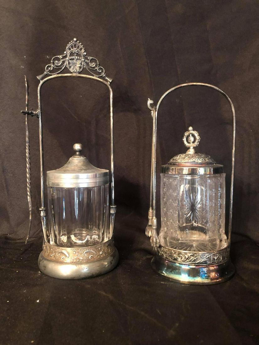 PAIR OF ANTIQUE PICKLE STANDS (11") (1 of 1)