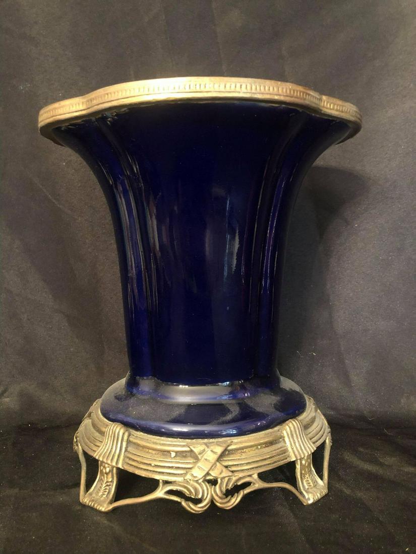 LARGE COBALT VASE APPROX 10" (1 of 2)