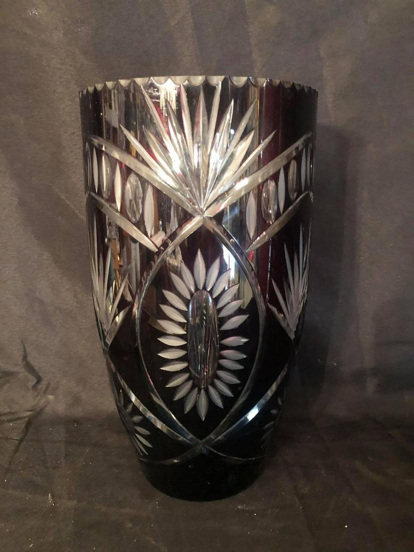 RUBY RED CUT TO CLEAR VASE LARGE (12") (1 of 2)