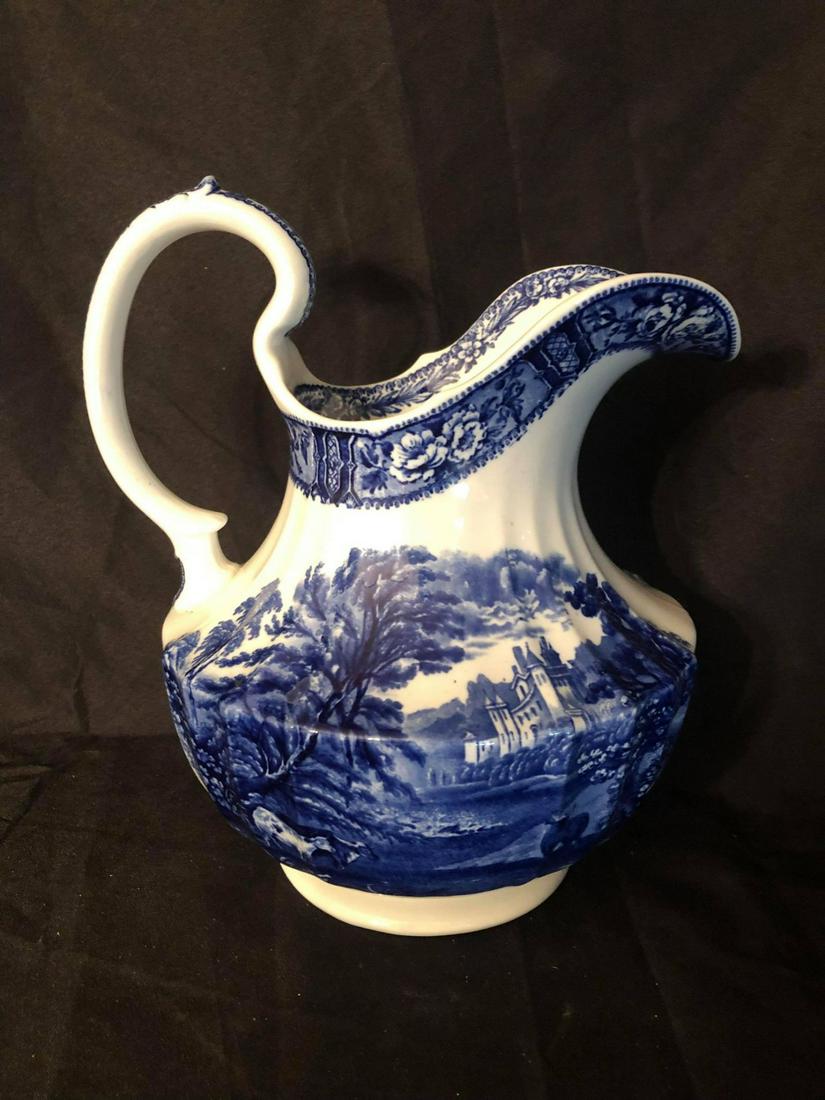 ANTIQUE FLOW BLUE PITCHER (11") (1 of 1)