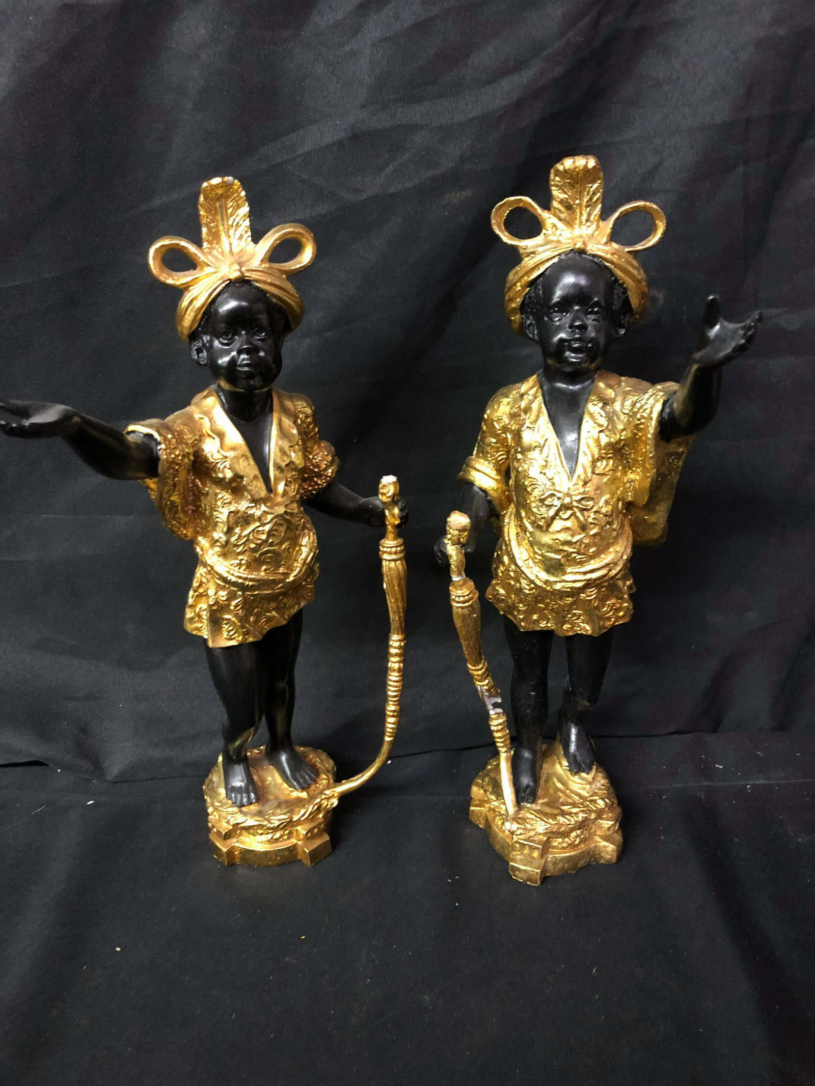 PAIR OF BLACK MOOR FIGURES (8-10") (NOT PERFECT): PAIR OF BLACK MOOR FIGURES (8-10") (NOT PERFECT)
