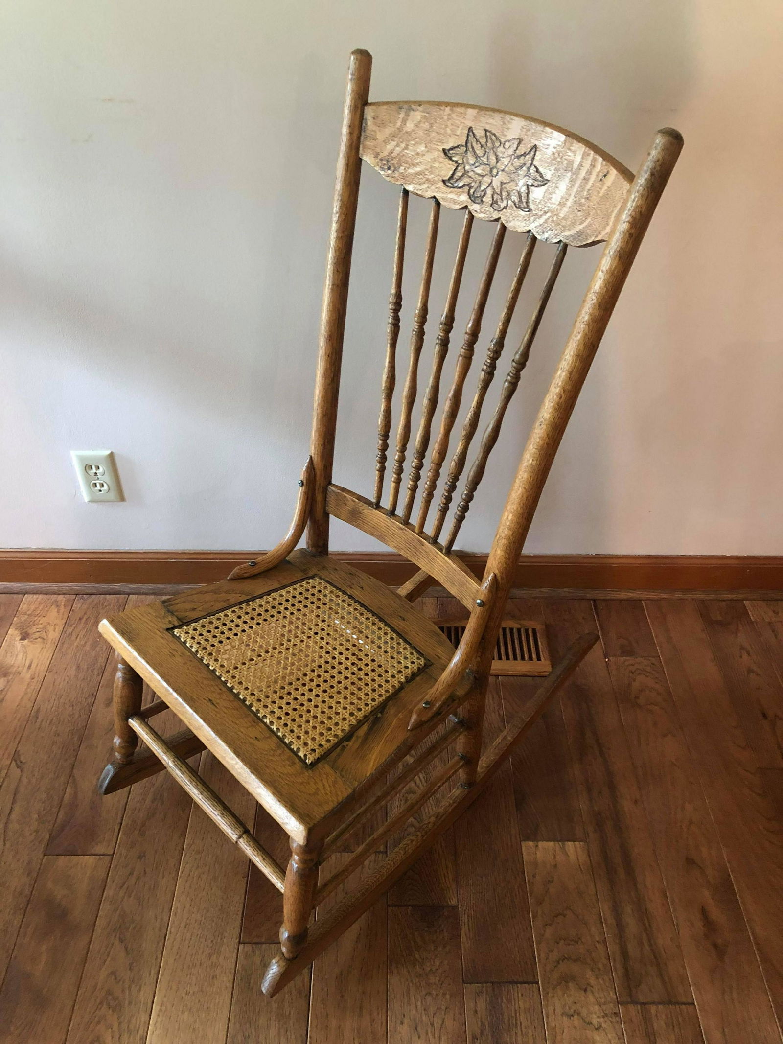 Antique Cane Bottom Rocking Chair: Antique Cane Bottom Rocking Chair