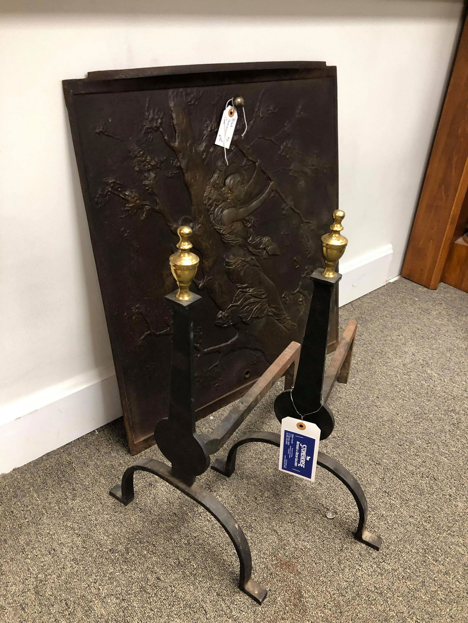 Antique Iron Arts & Crafts Andiron With Black Summer (1 of 1)