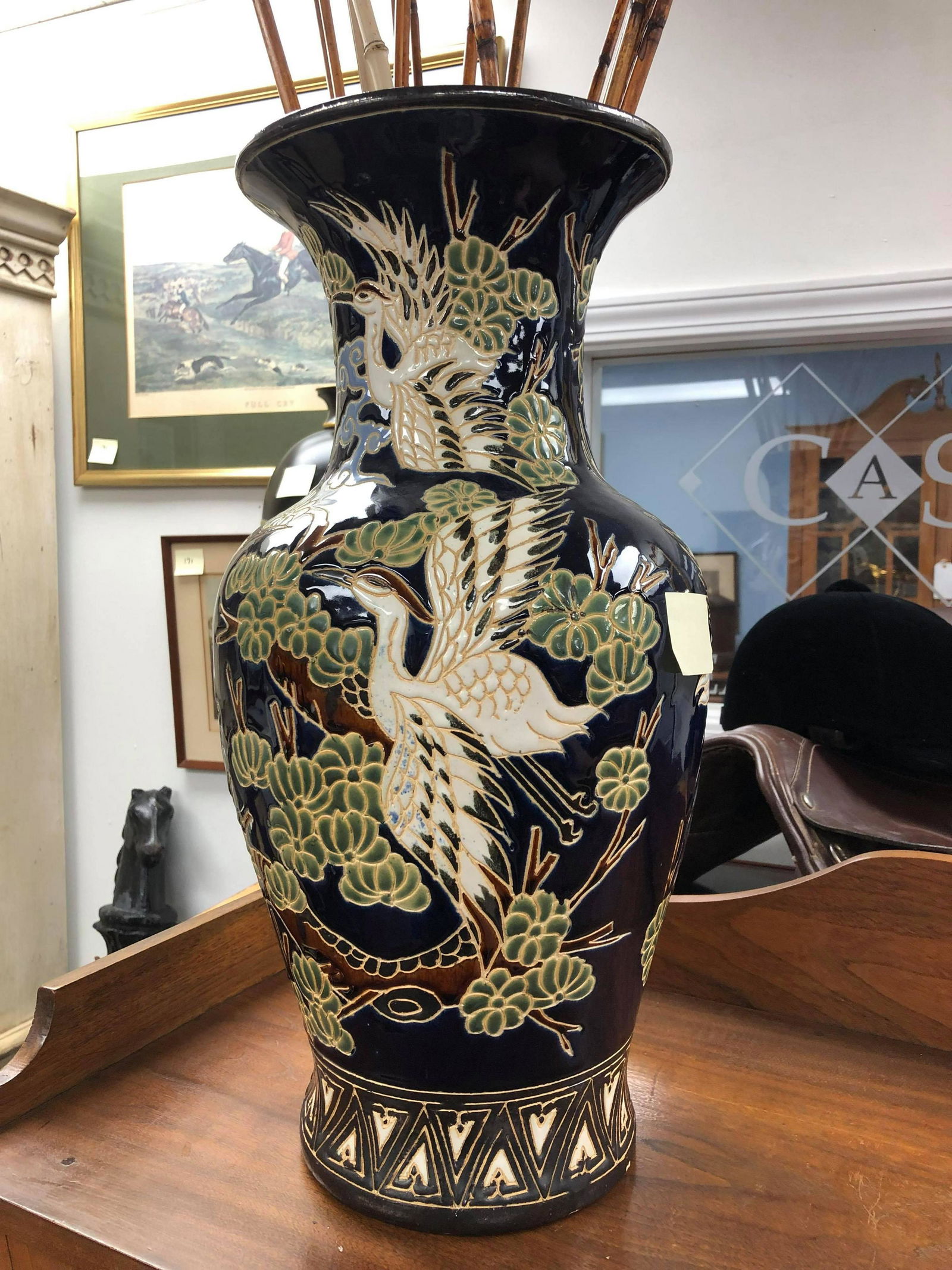 Large Oriental Style Heron Scene Vase (24") (1 of 1)