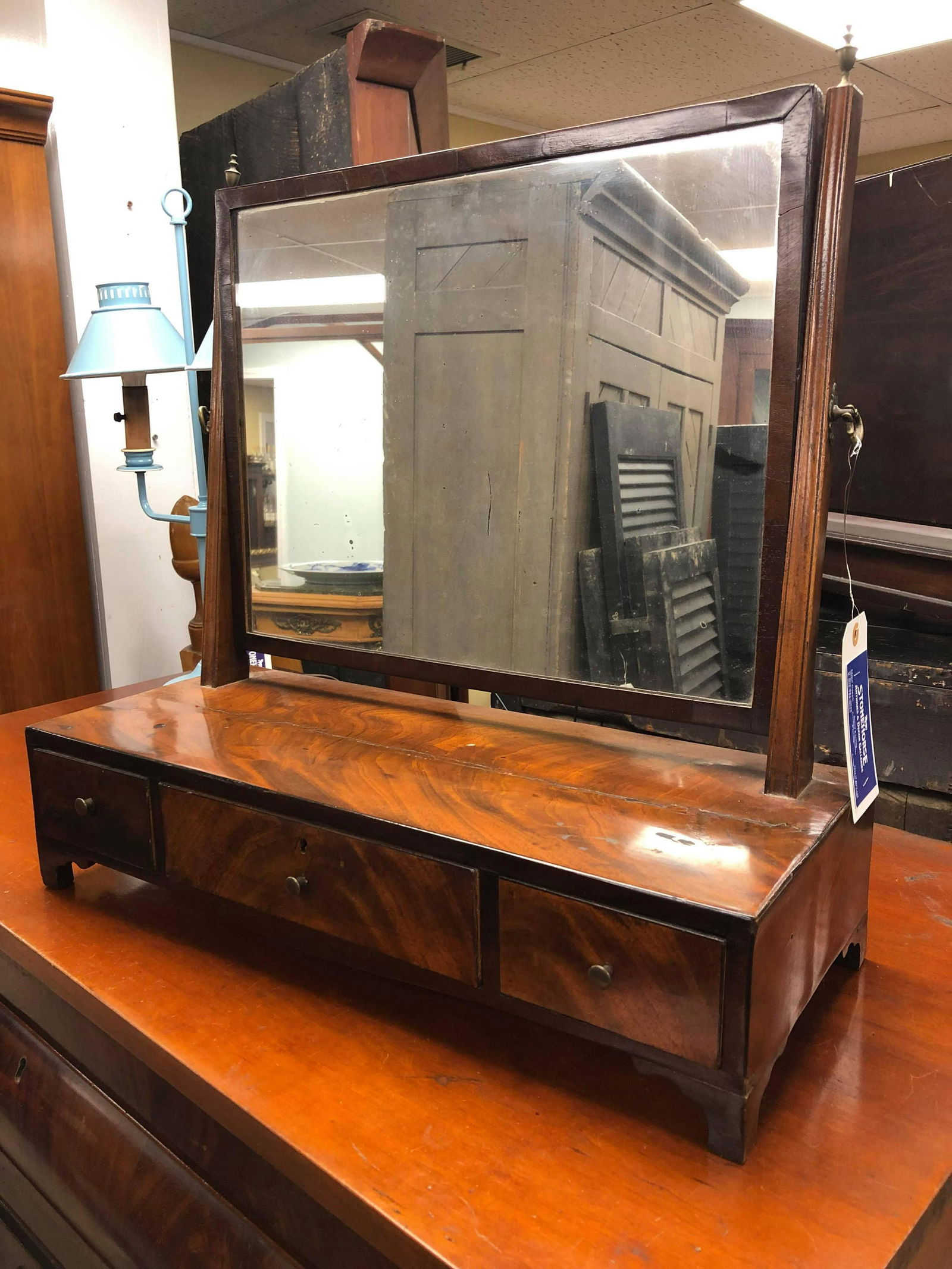 Early English Mahogany Dresser Mirror Ca. 1830 (1 of 2)