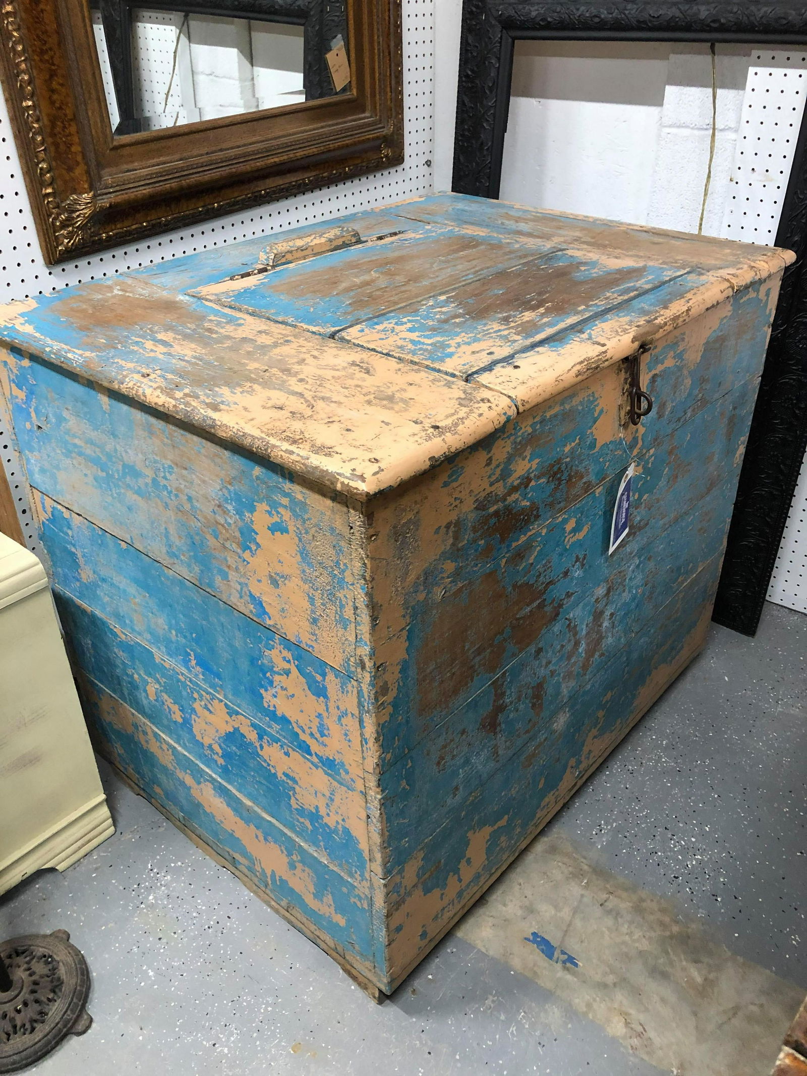 Unique Grain Bin With Blue Paint (38"x33") (1 of 3)