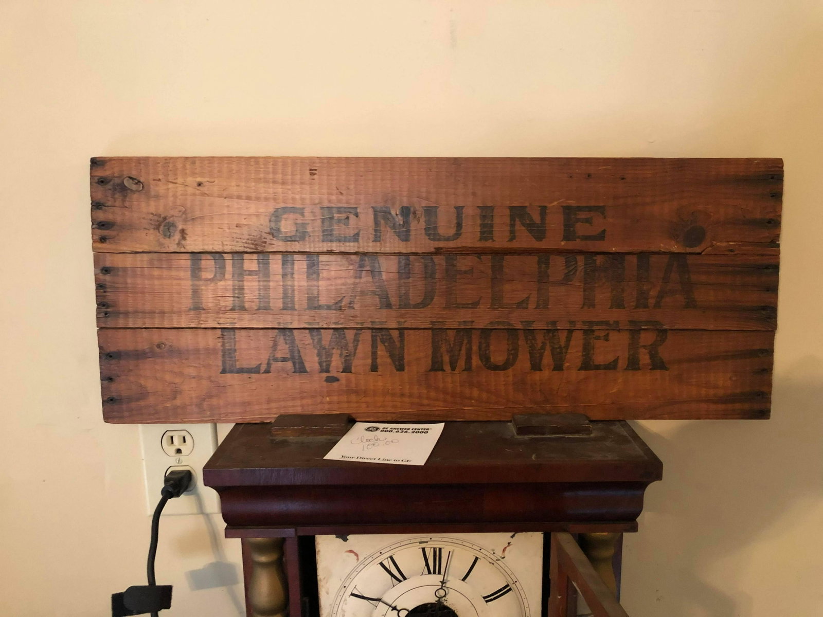 Genuine Philadelphia Lawn Mower Wooden Sign: Genuine Philadelphia Lawn Mower Wooden Sign