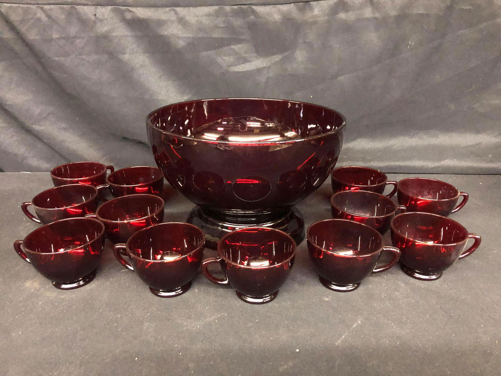 RUBY RED PUNCH BOWL & CUPS (1 of 3)