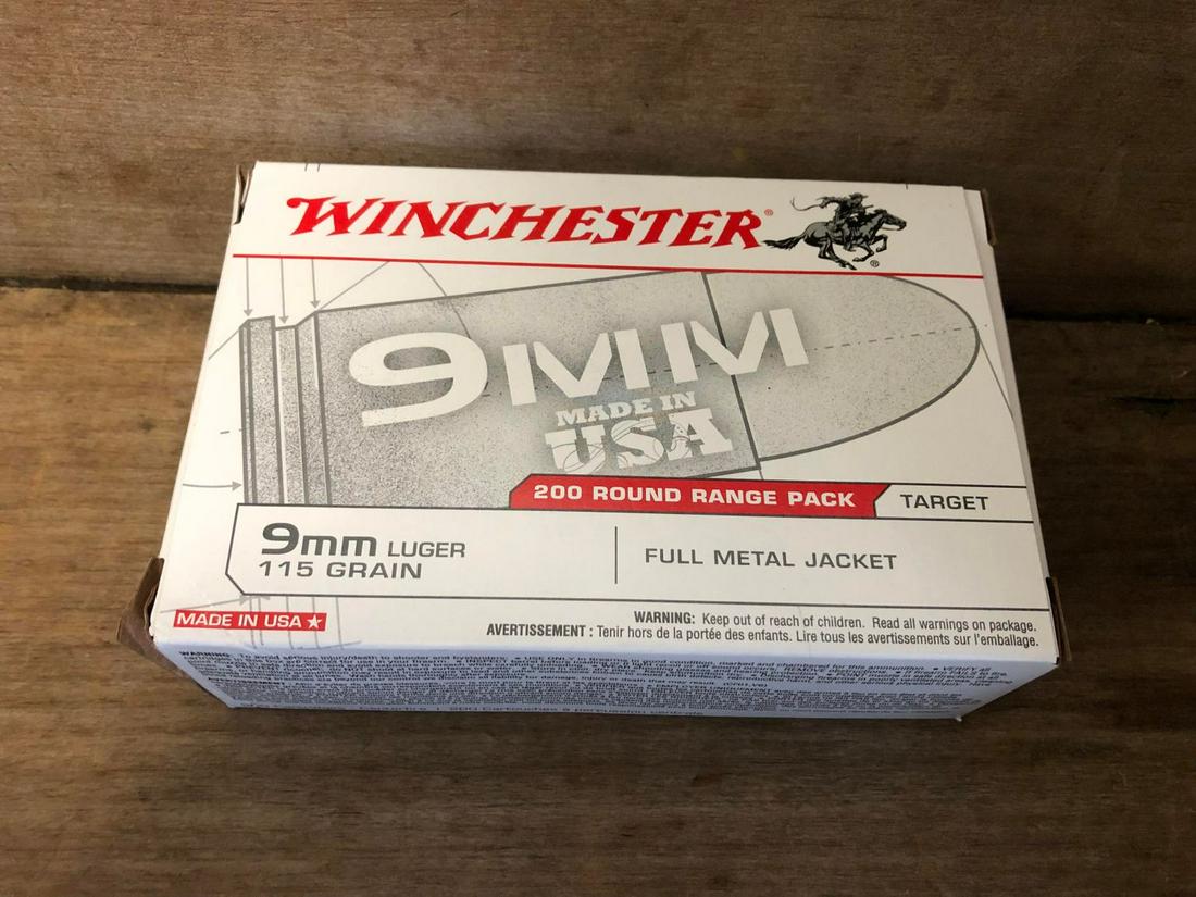 200 ROUNDS WINCHESTER 9MM FMJ: 200 ROUNDS WINCHESTER 9MM FMJ