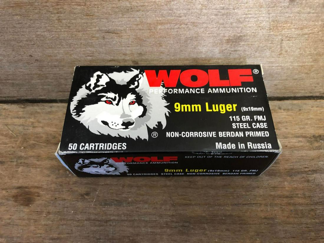 50 ROUNDS WOLF 9MM LUGER: 50 ROUNDS WOLF 9MM LUGER
