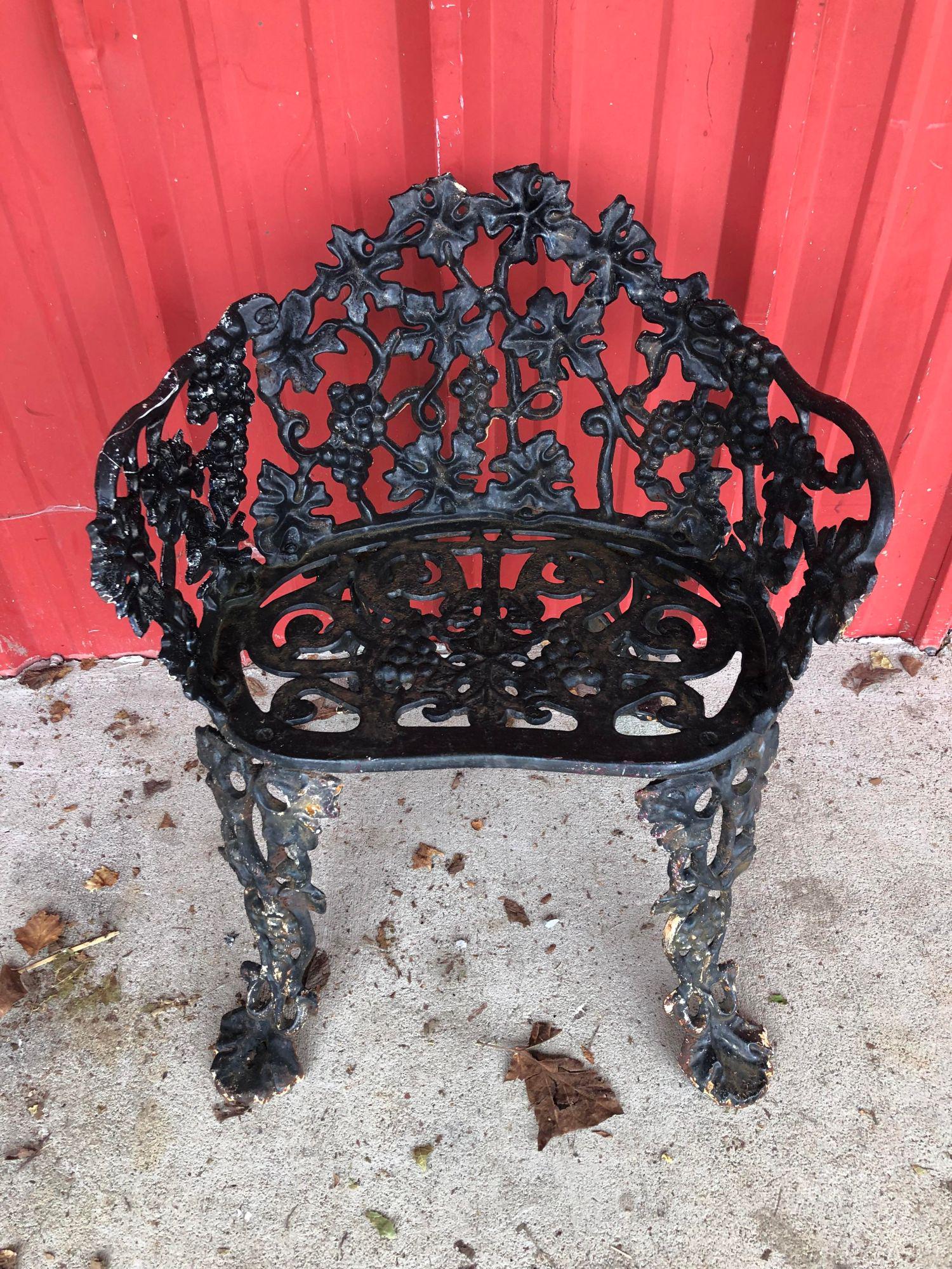 Antique Grape Vine Cast Iron Style Settees: Antique Grape Vine Cast Iron Style Settees
