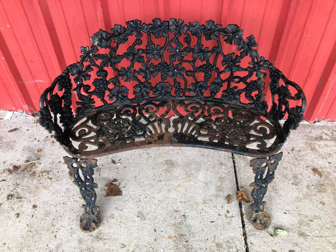 Antique Grape Vine Cast Iron Style Settees: Antique Grape Vine Cast Iron Style Settees