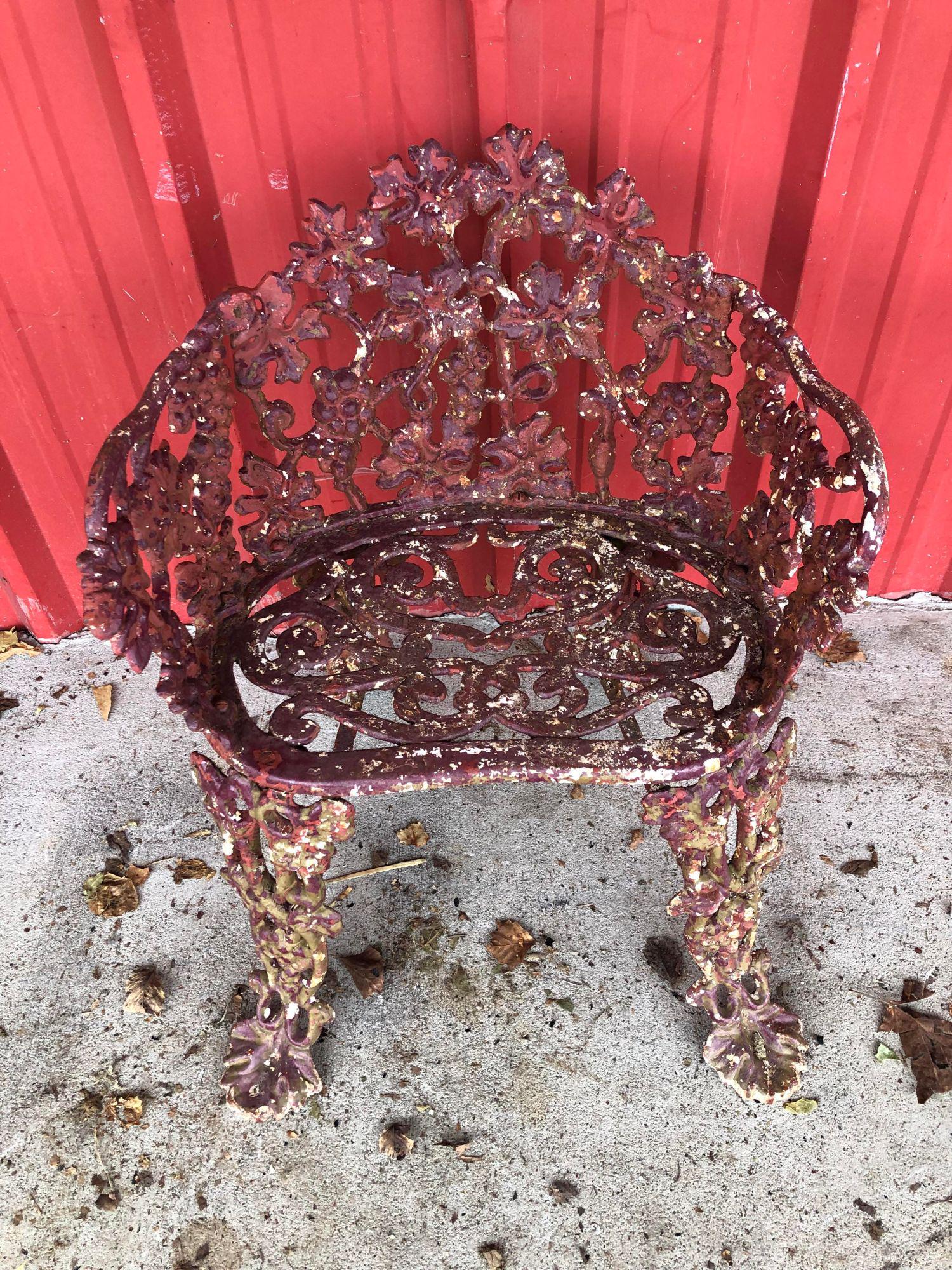 Antique Grape Vine Cast Iron Style Settees: Antique Grape Vine Cast Iron Style Settees