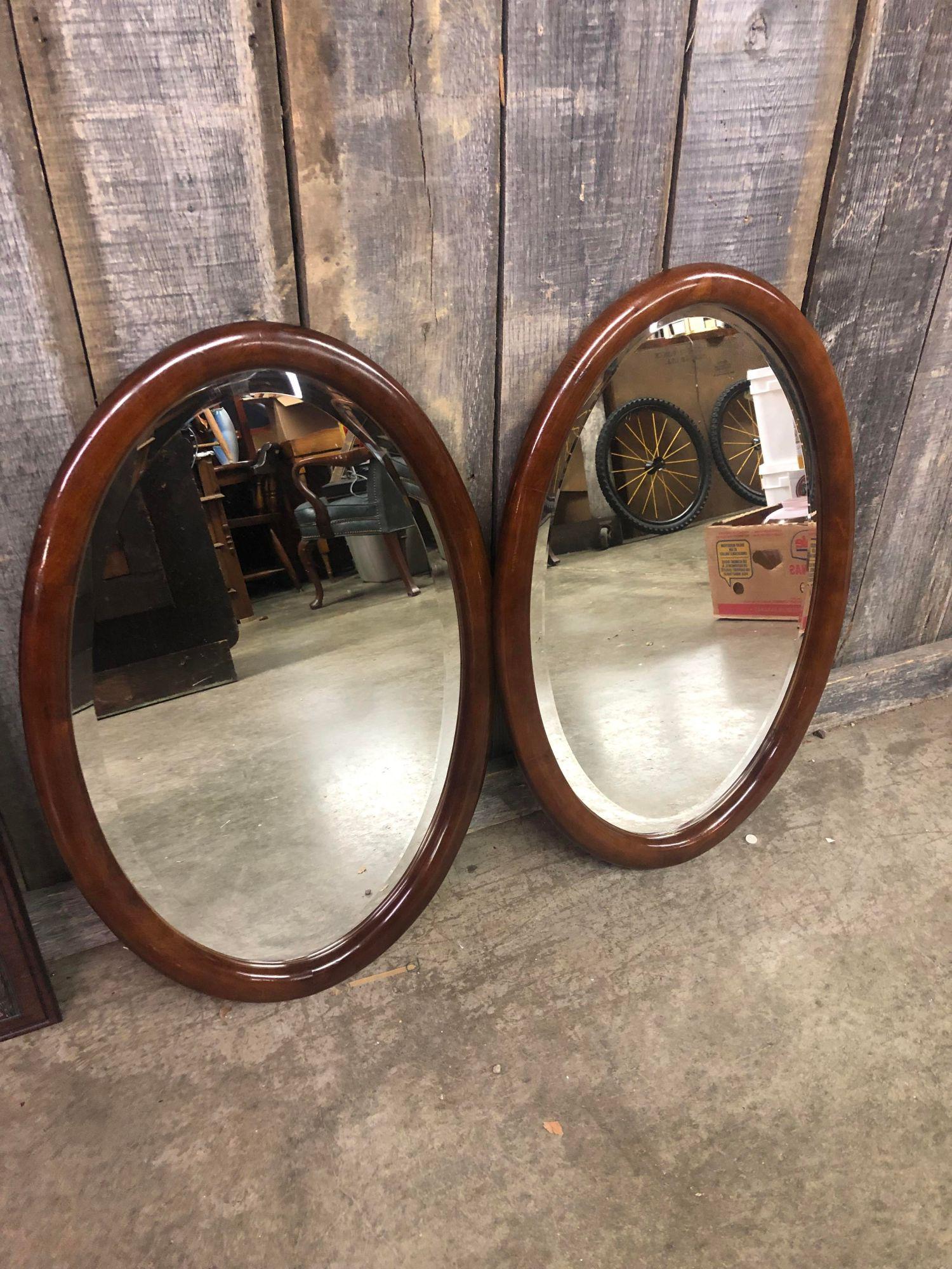 Matching Wooden Oval Mirrors: Matching Wooden Oval Mirrors