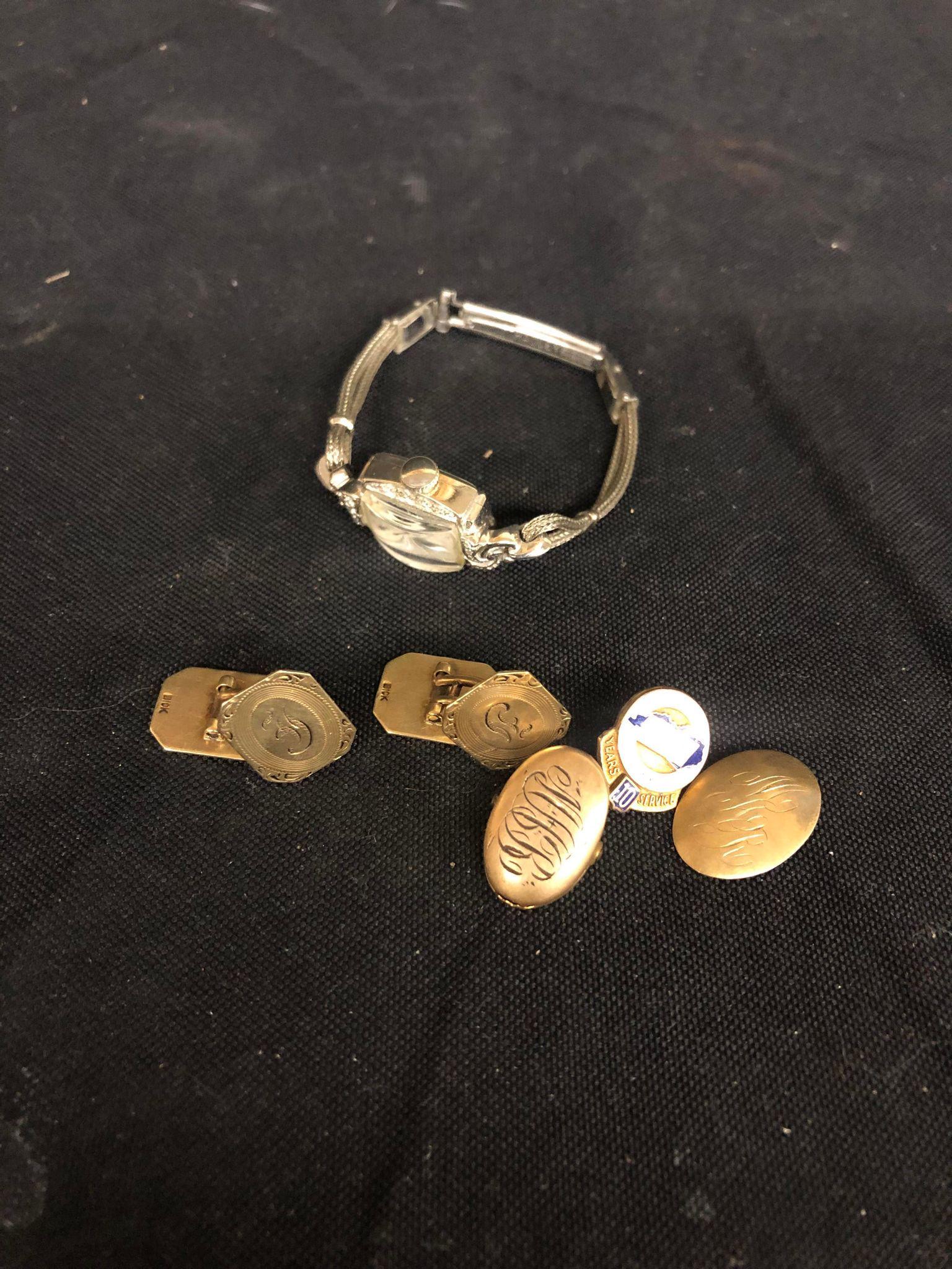 Hamilton Watch Marked "14k" & Pins Marked "10K": Hamilton Watch Marked "14k" & Pins Marked "10K"