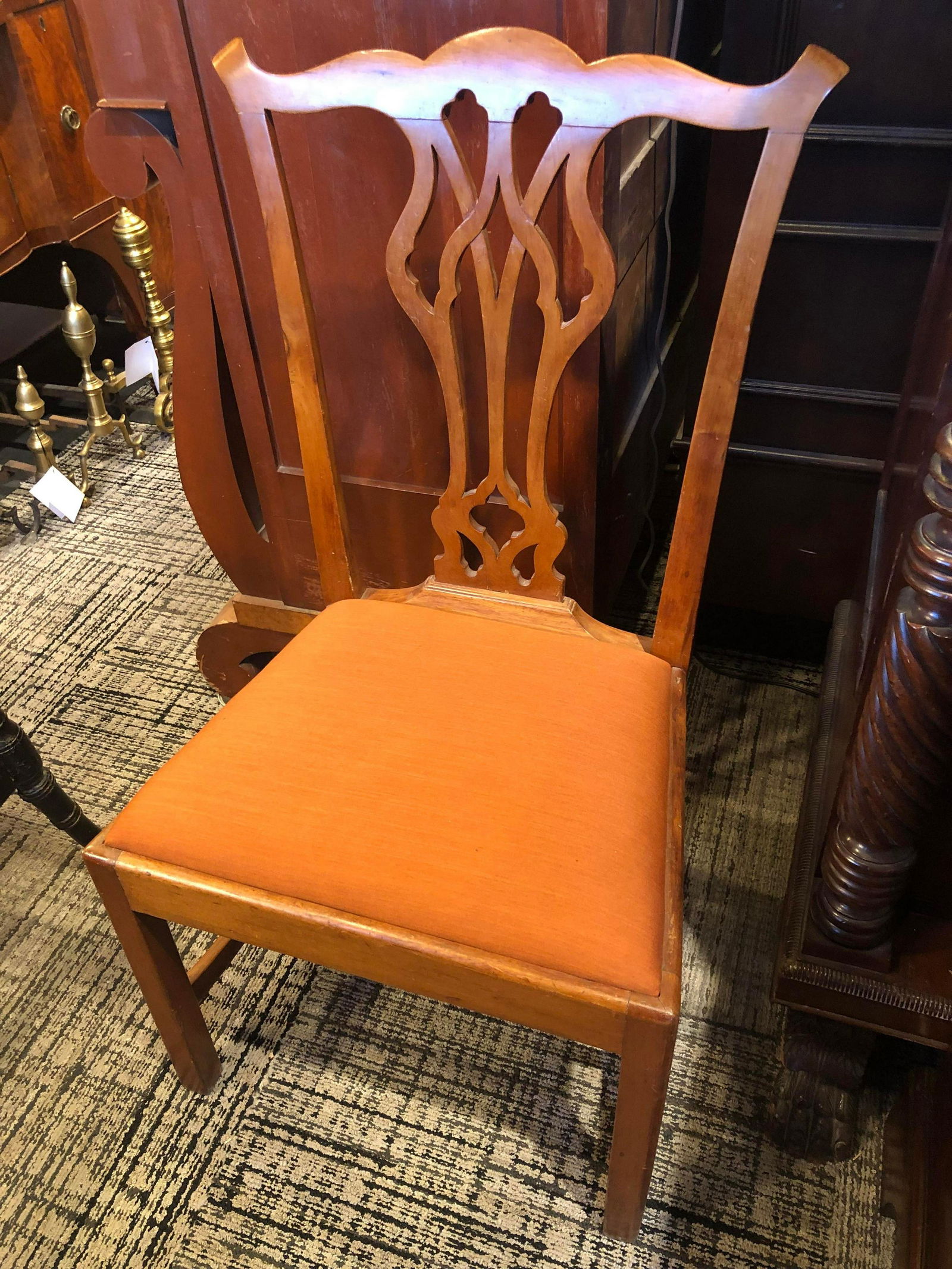 Attractive Pair Of Chippendale Cherry Side Chairs. (1 of 4)