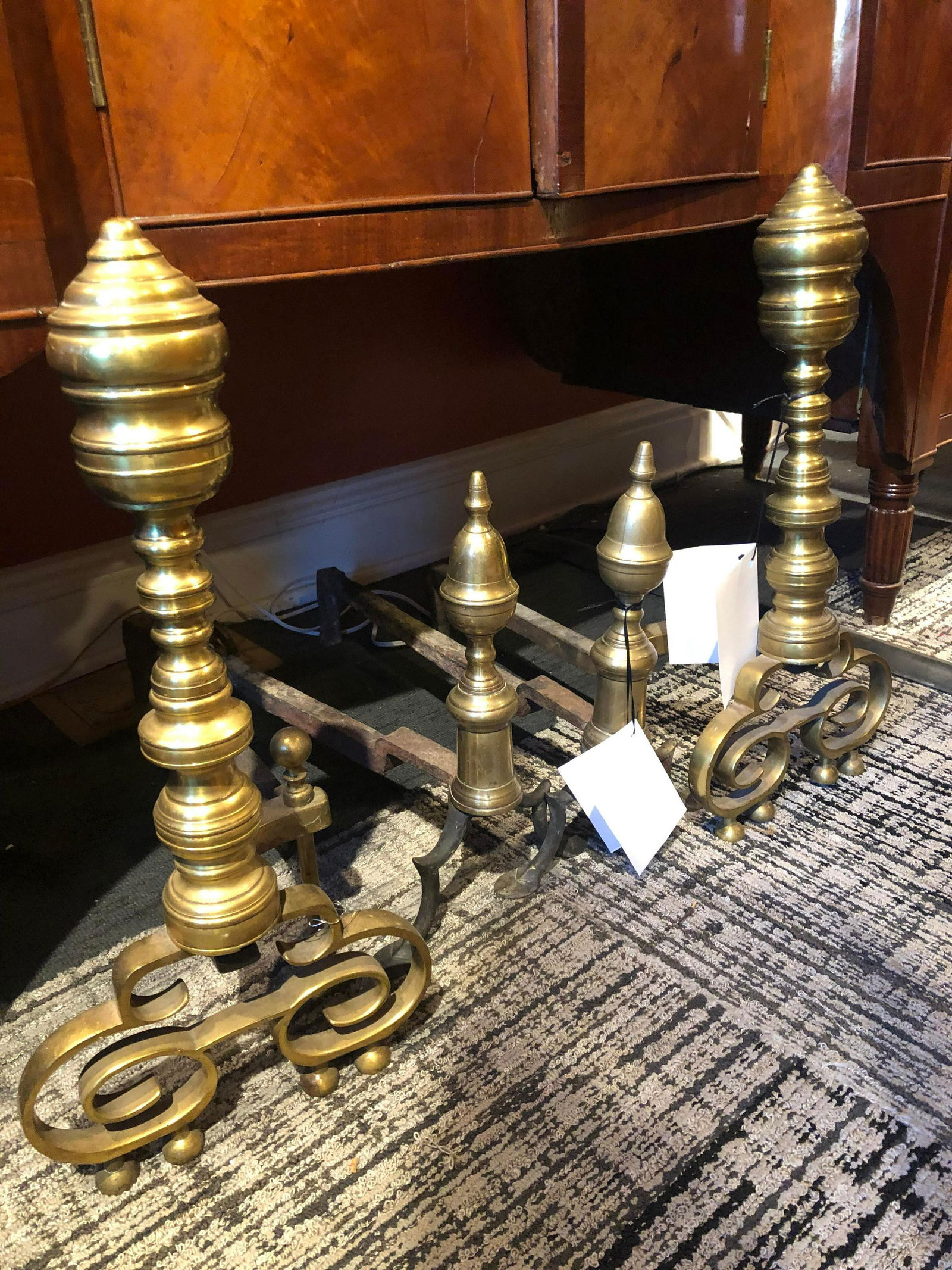 Two Pairs Of Andirons Including Rare Small Pair Of (1 of 2)