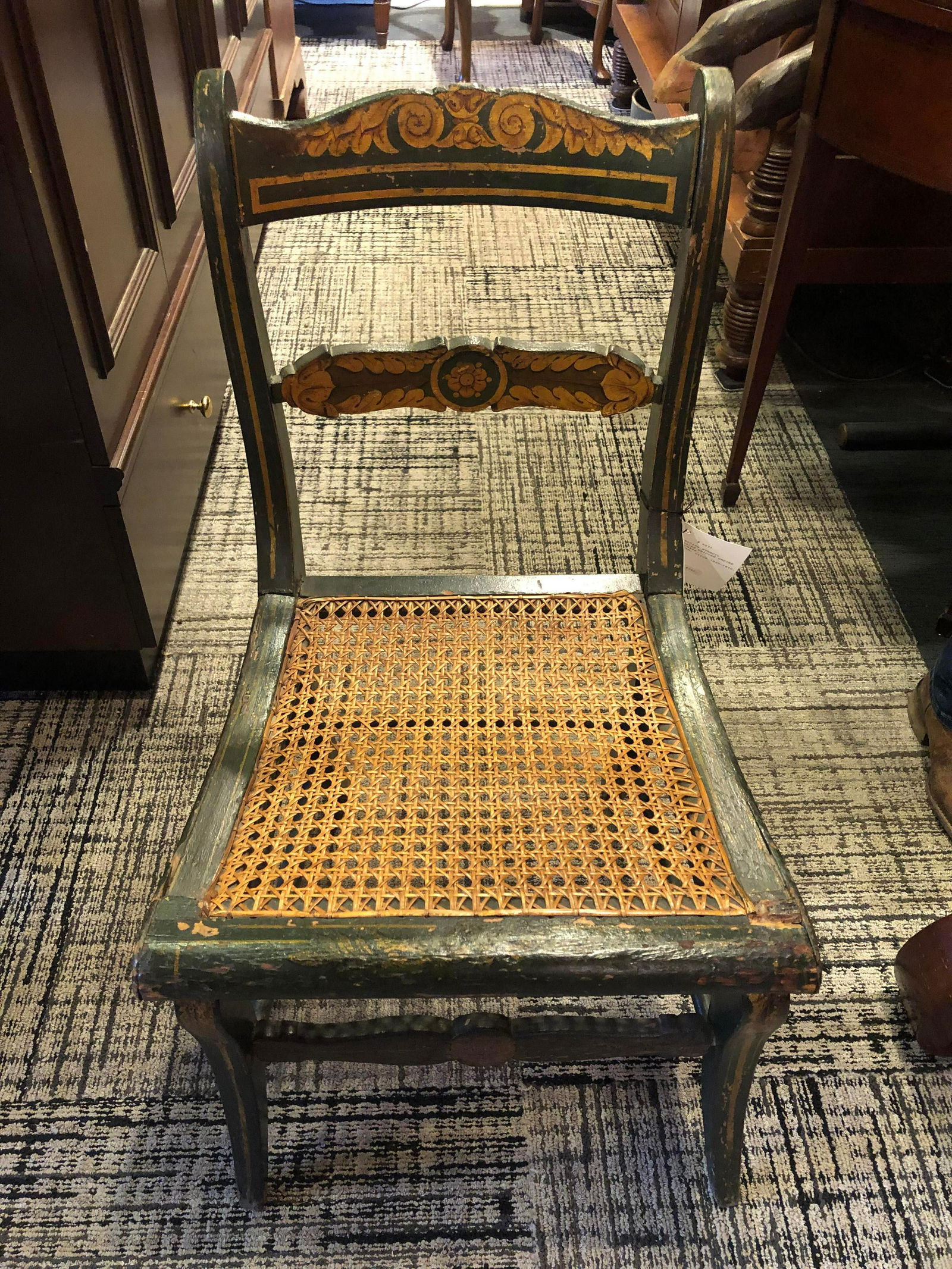 Attractive Stencil Decorated Painted Empire Side Chair. (1 of 3)