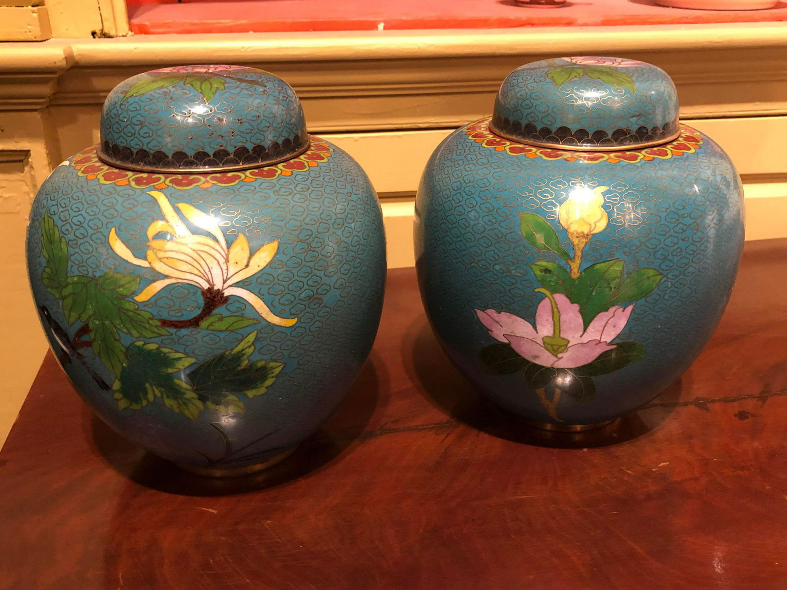 Pair Of Antique Oriental Style Ginger Jars (1 of 2)