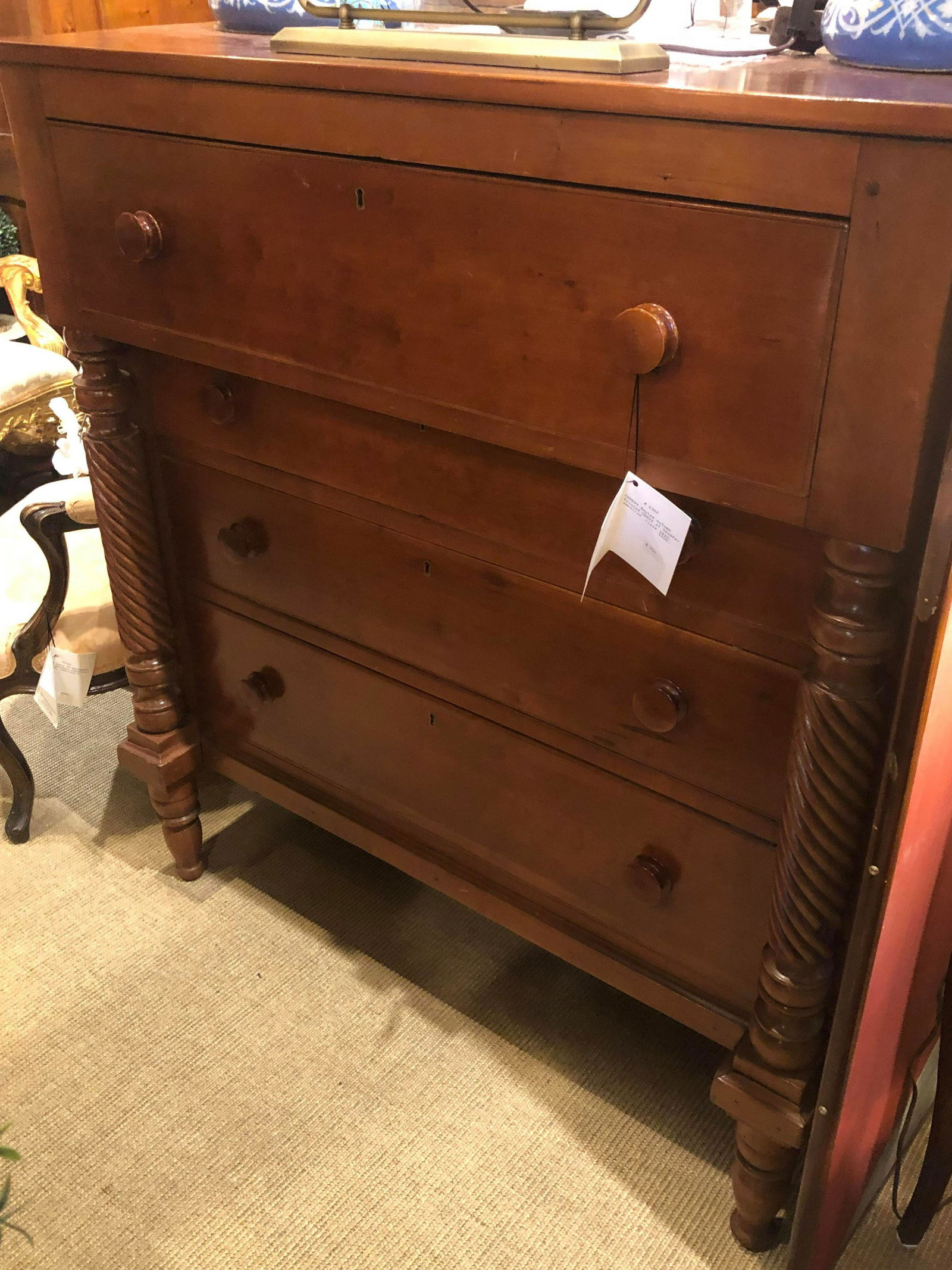 Cherry Empire Column Fronted Chest Of Drawers American (1 of 3)