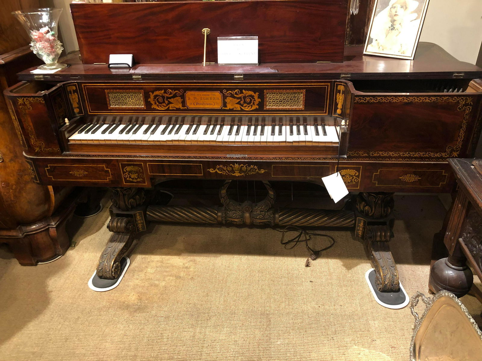 Superb Stencilled Mahogany Empire Piano Forte By (1 of 8)