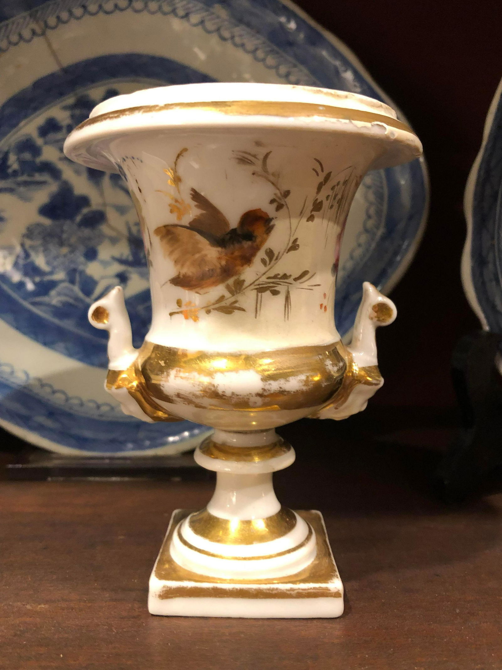 Pair Of Antique Hand Painted Urns Small (1 of 2)