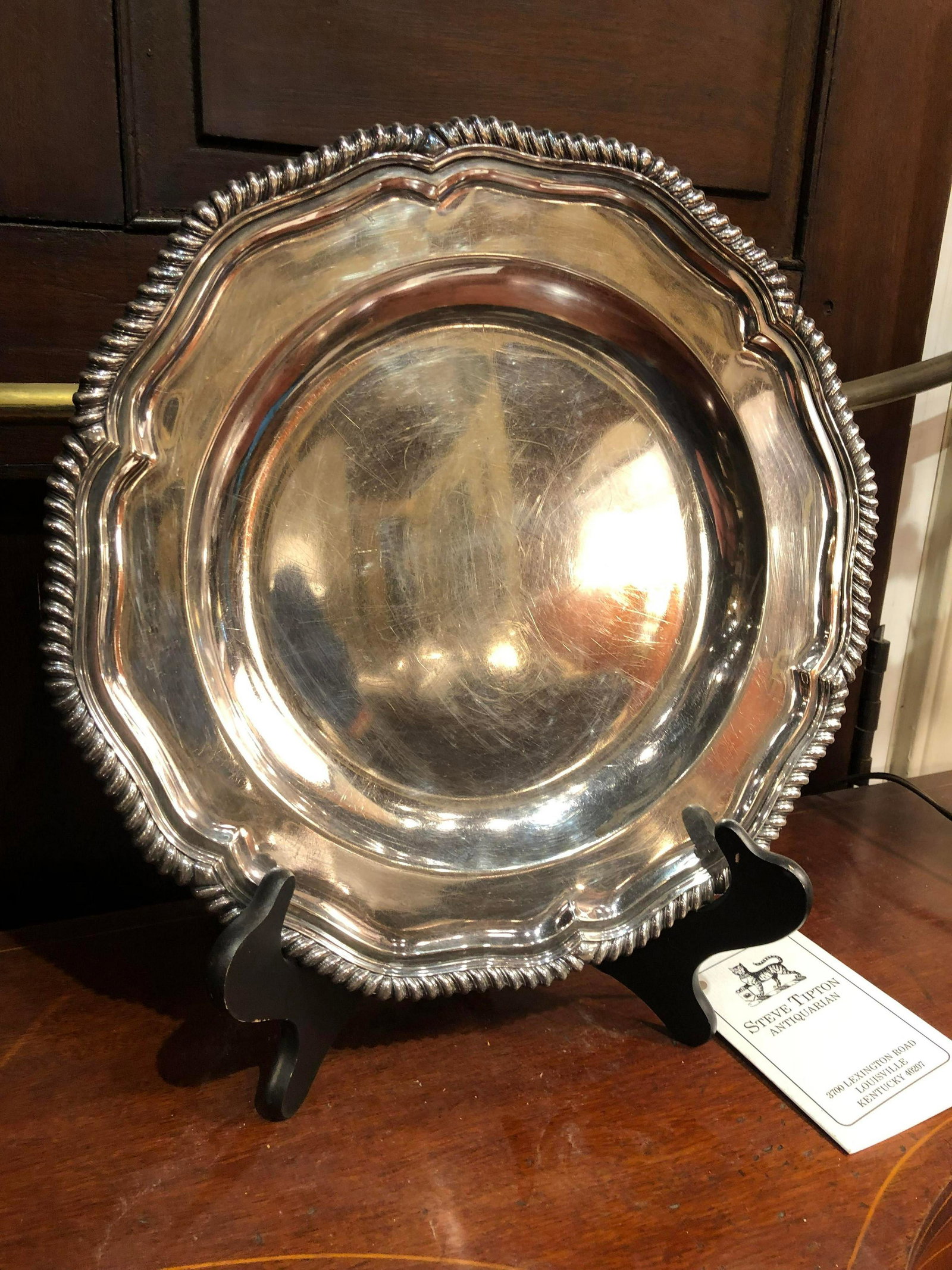 Large Gadrooned Silver Plate Charger, Retailed By: Large Gadrooned Silver Plate Charger, Retailed By Tiffany & Co. American, 20th C.