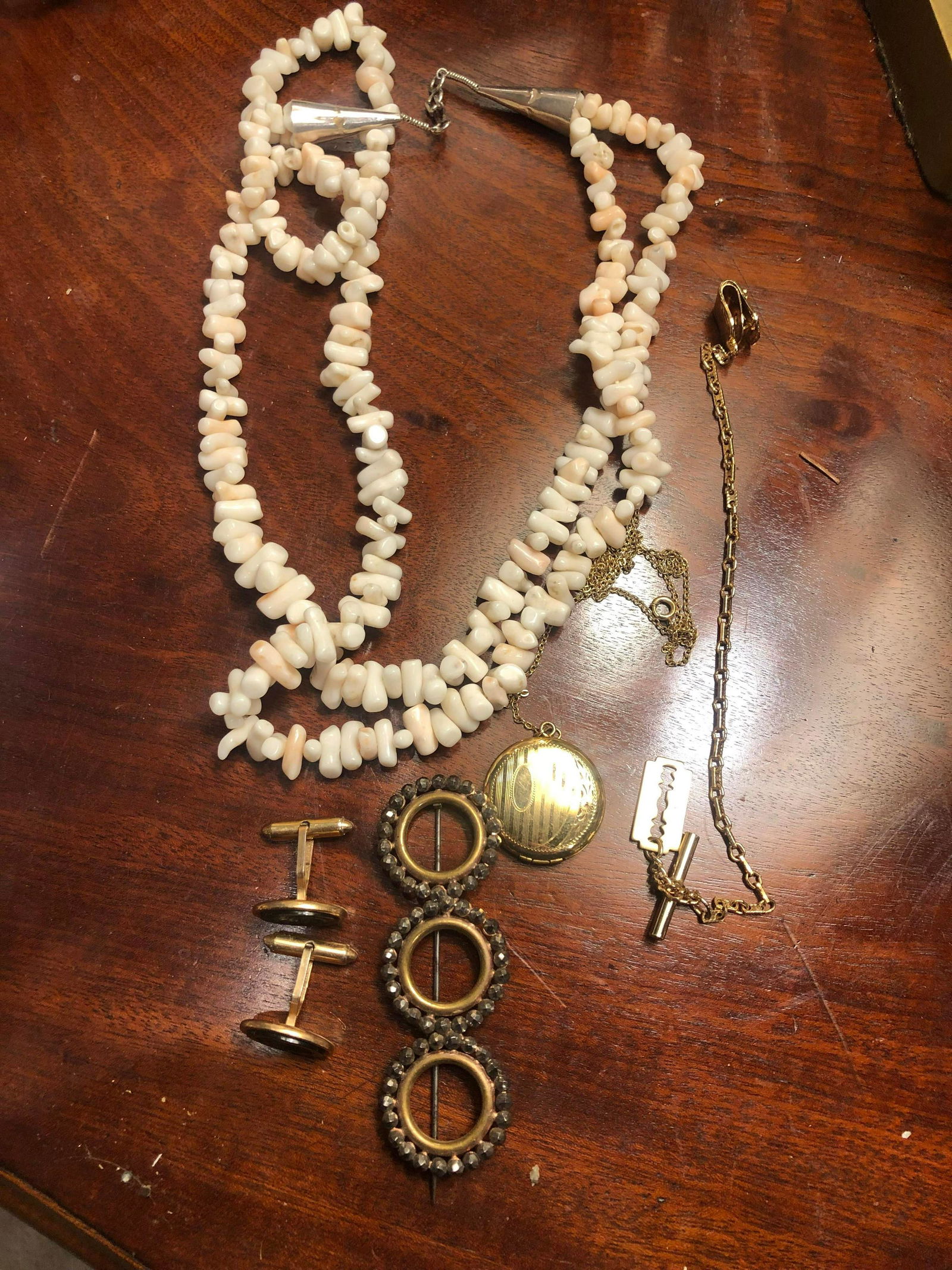 Collection Of Gold Filled Jewelry & Ivory/Bone Necklace (1 of 2)