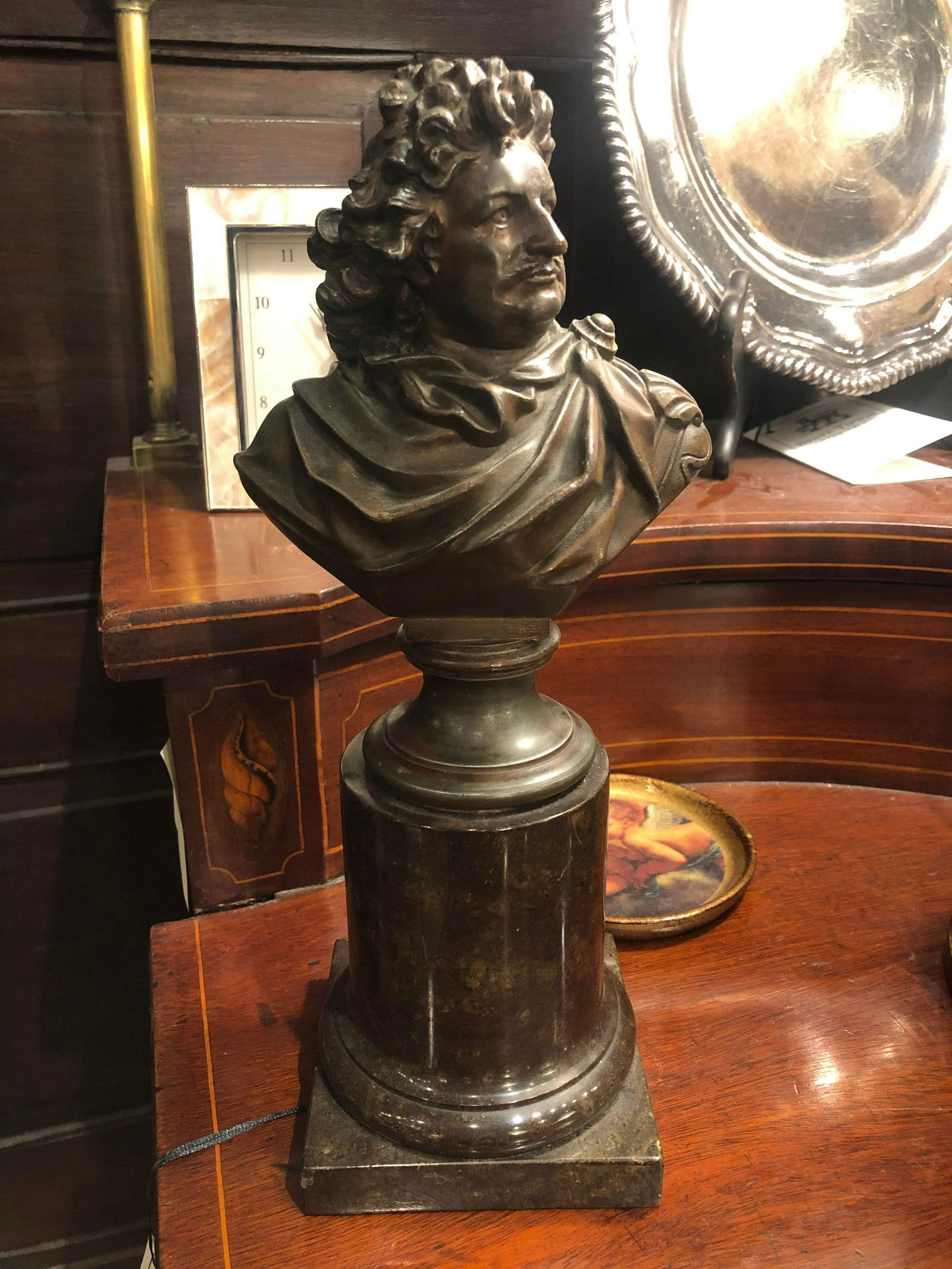 Attractive Patinated White Metal Portrait Bust Of 17th (1 of 2)