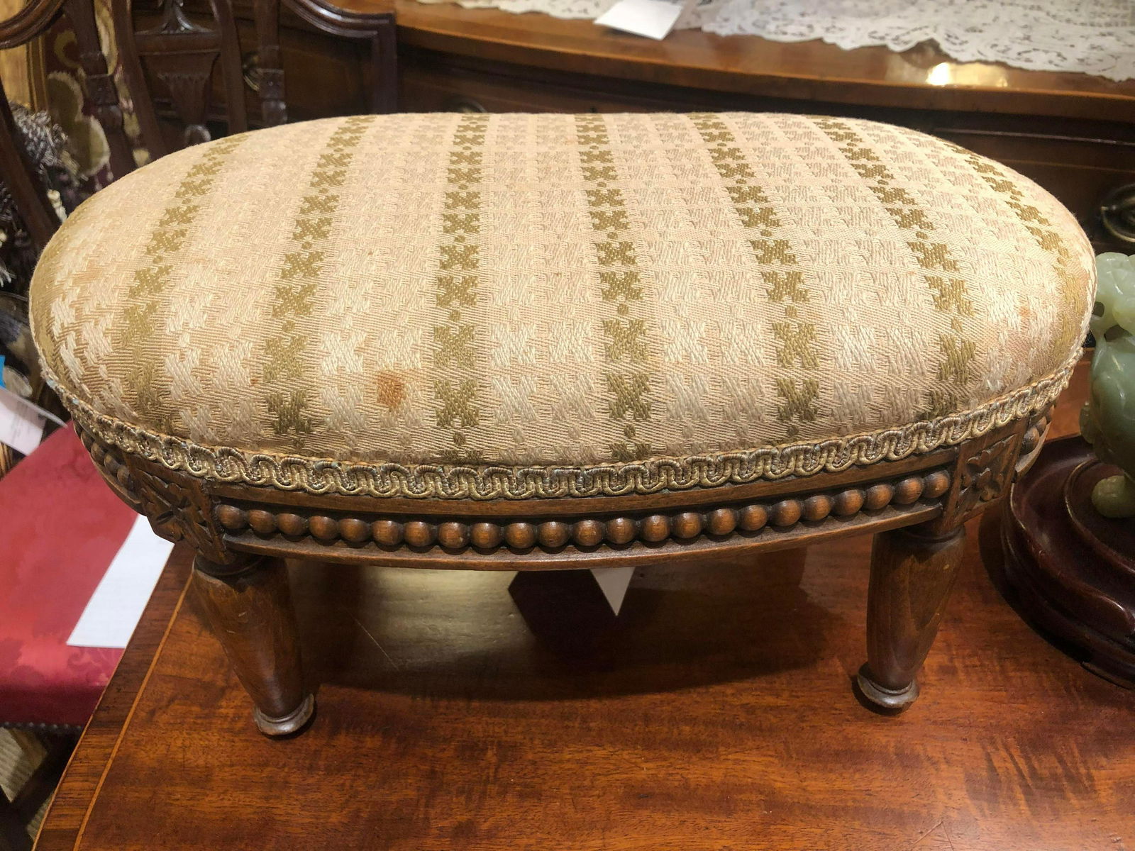 Louis XVI Style Carved Beechwood Low Footstool. French, (1 of 1)