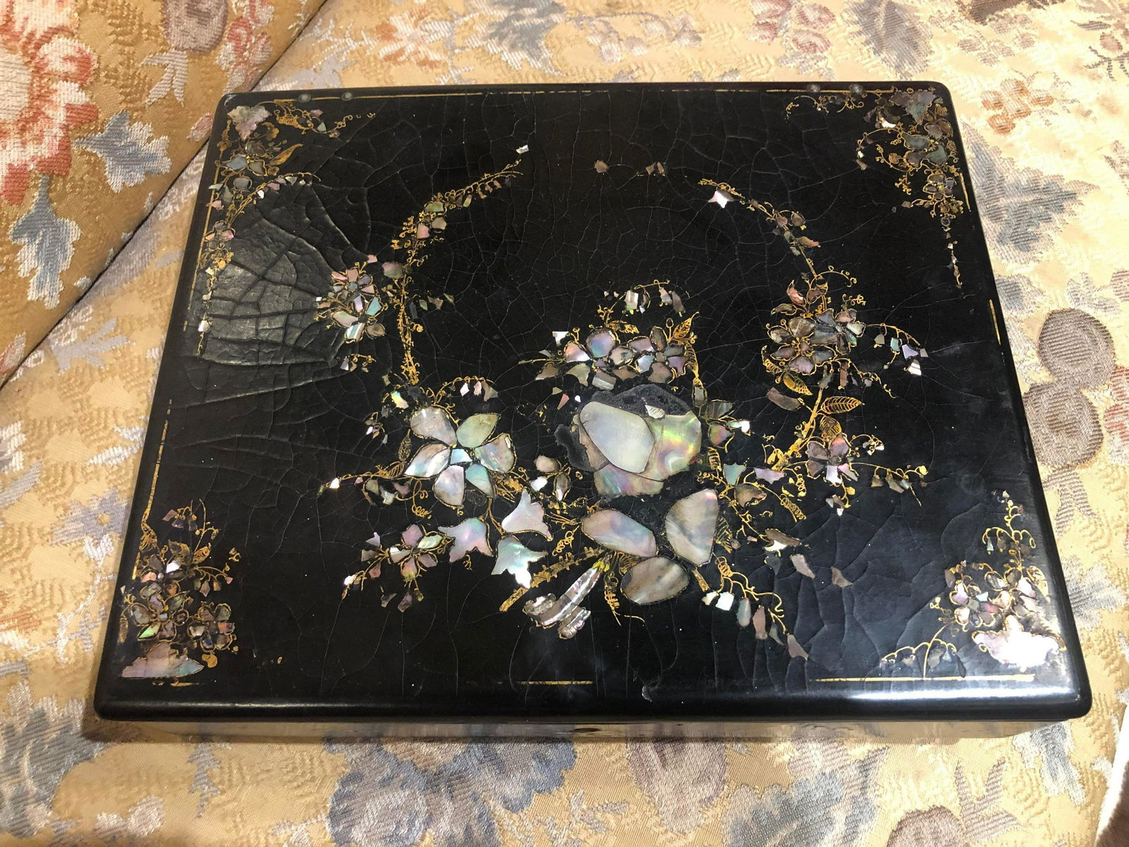 Fine Gilt Trimmed Mother Of Pearl Inlaid Papier Mache (1 of 3)
