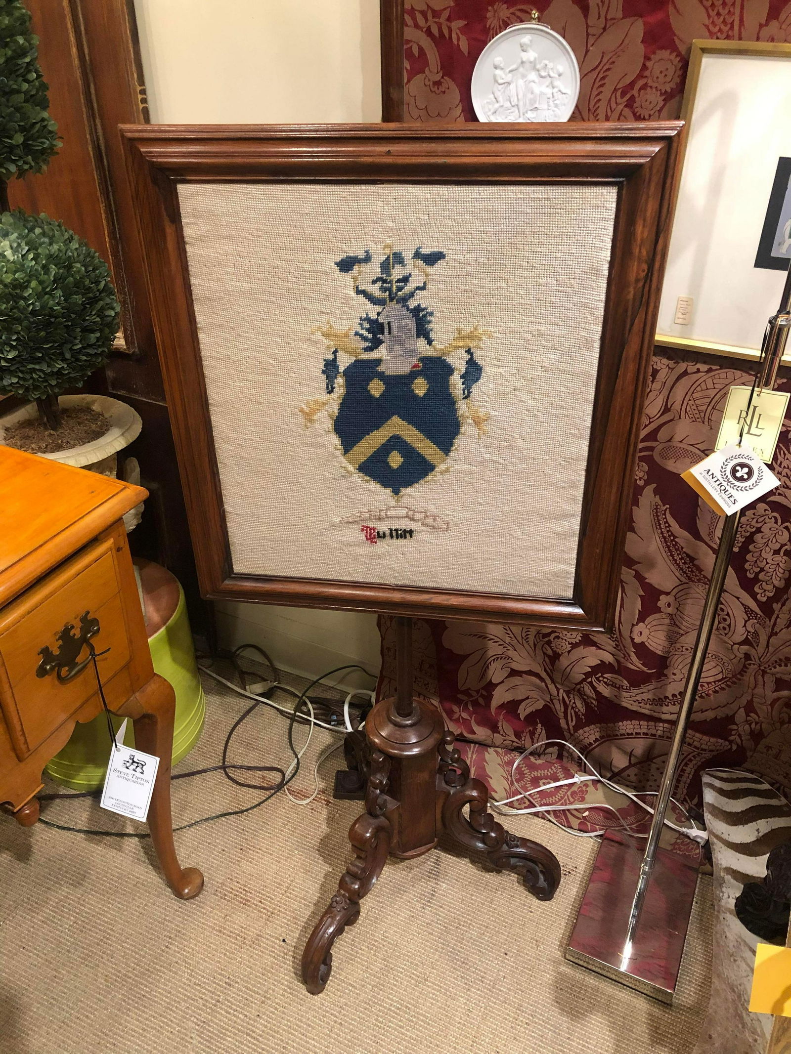 Rosewood Adjustable Victorian Fire Screen, American Ca. (1 of 3)