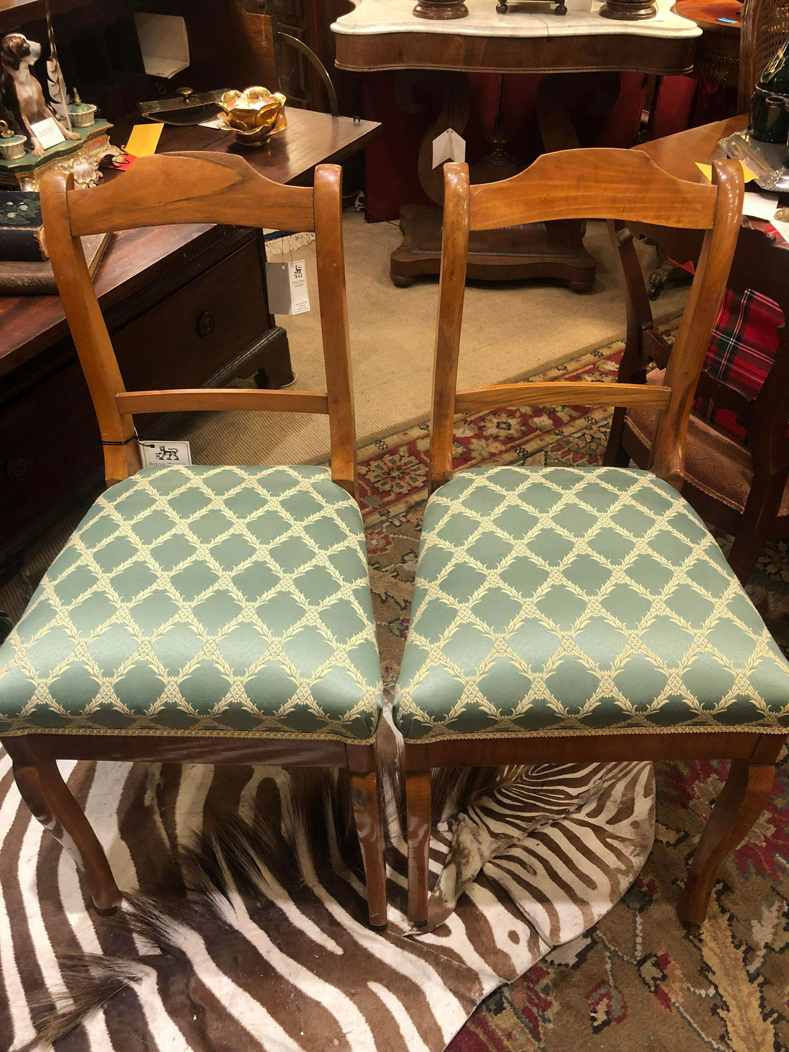 Pair of Fruitwood Biedermeir Side Chairs. Continental, (1 of 3)