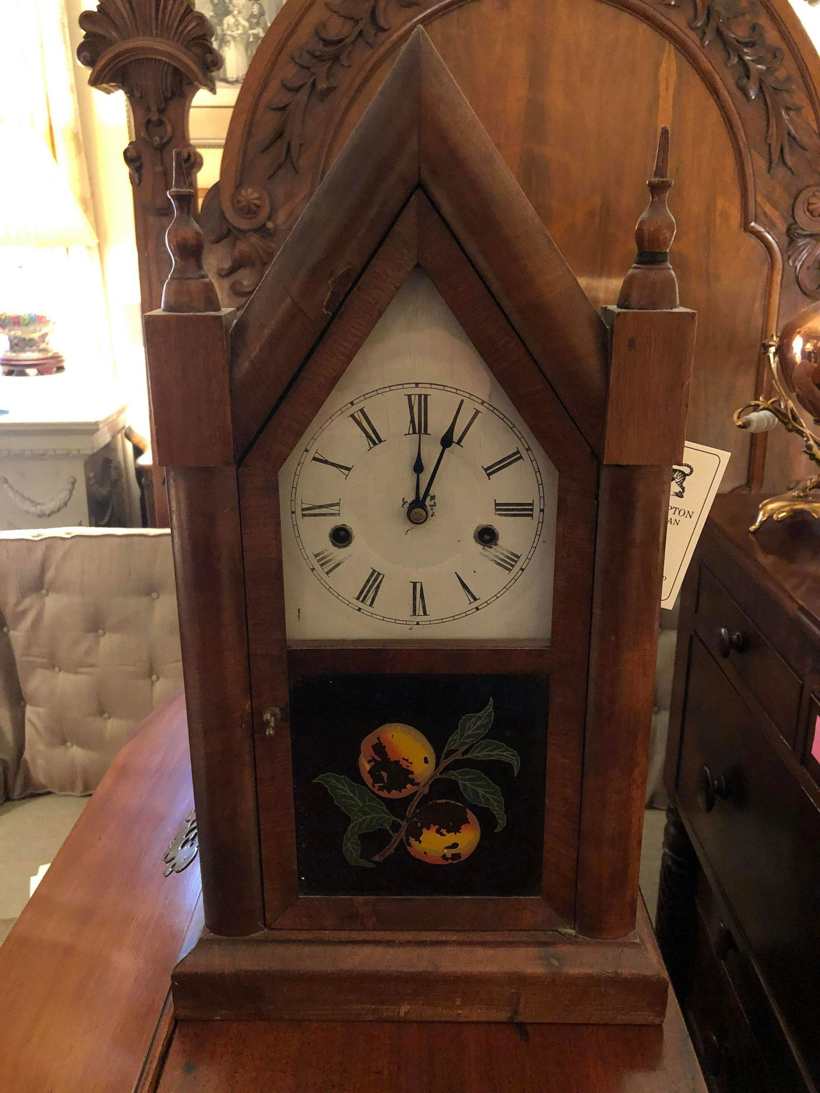Victorian Mahogany Steeple Mantle Clock. American, (1 of 2)