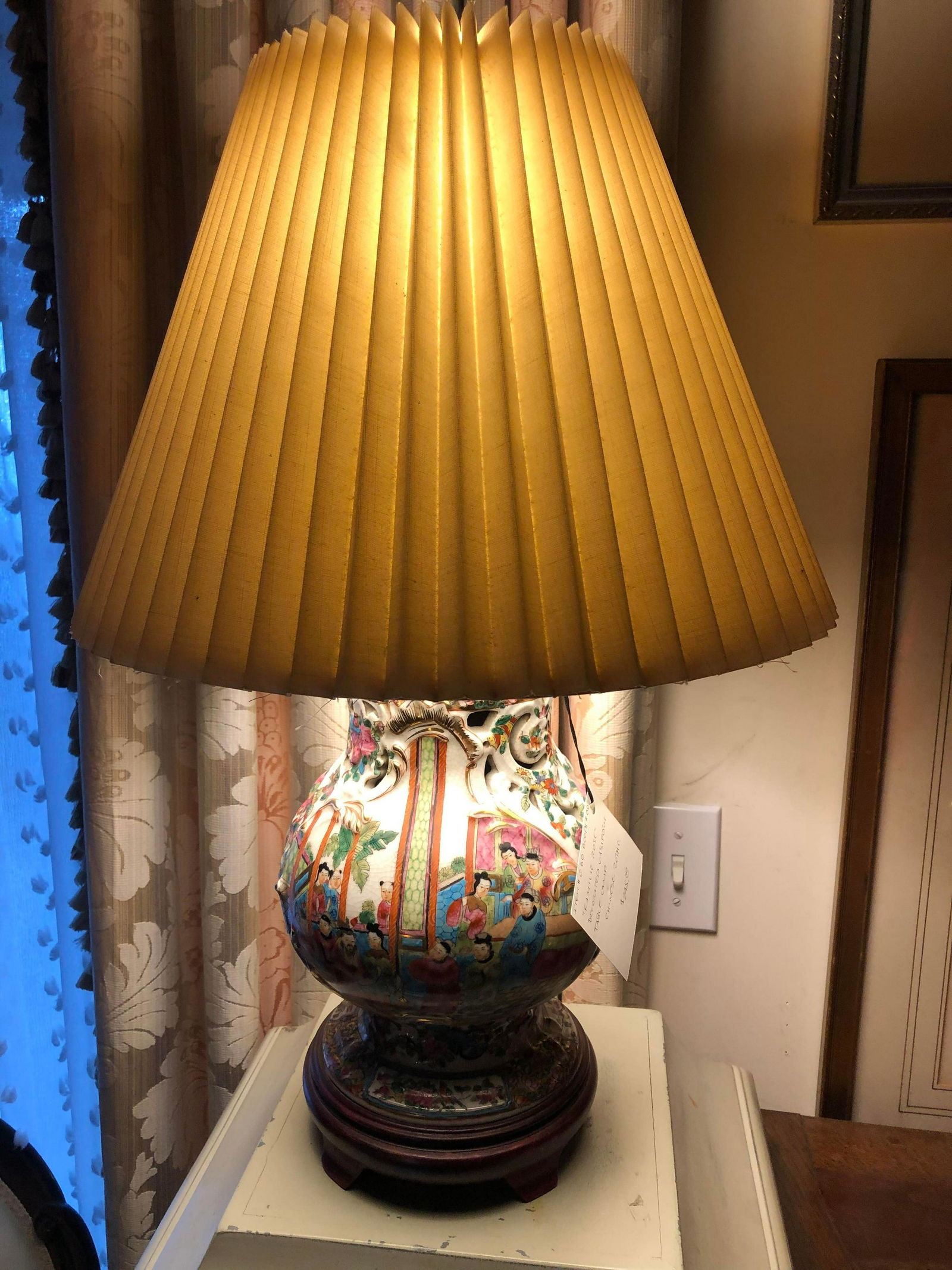 Family Rose Decorated Vasiform Table Lamp. Chinese, (1 of 2)