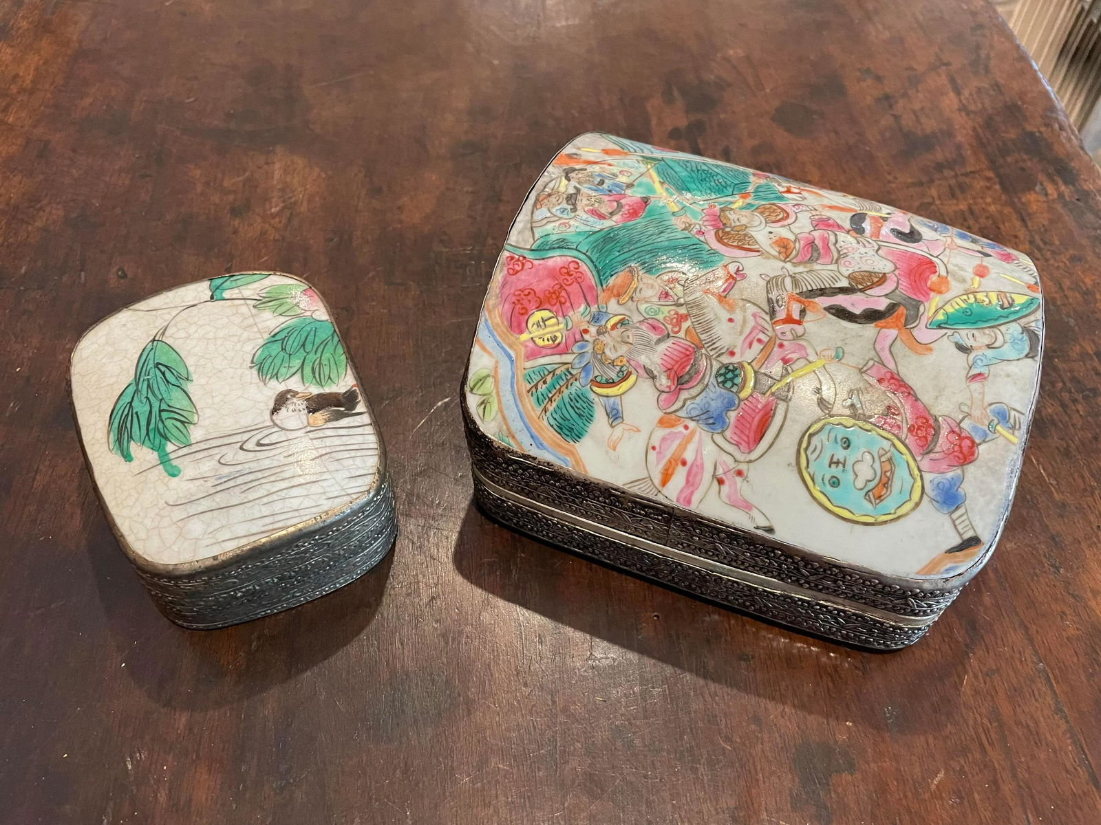 Cloisonne containers possible sterling silver (1 of 2)